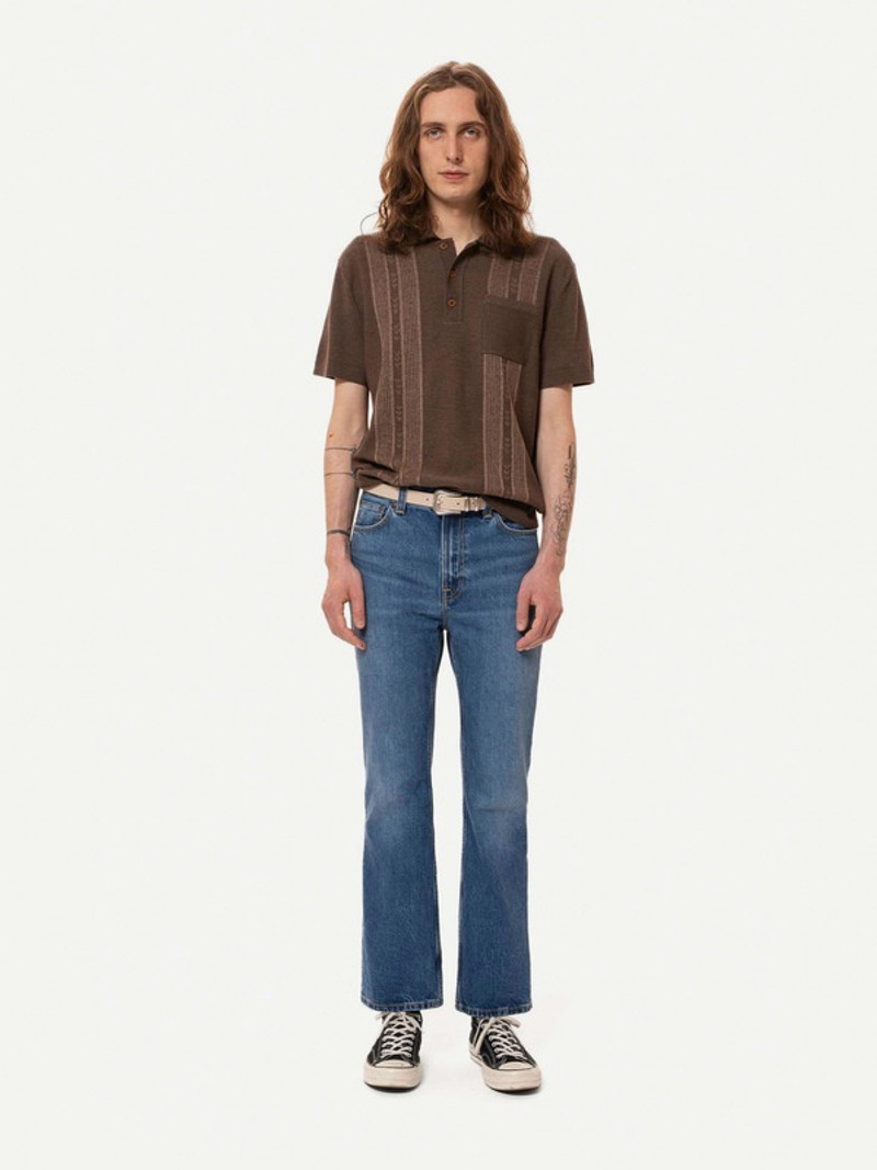 Nudie Jeans Frippe Polo Shirt Brown outlook