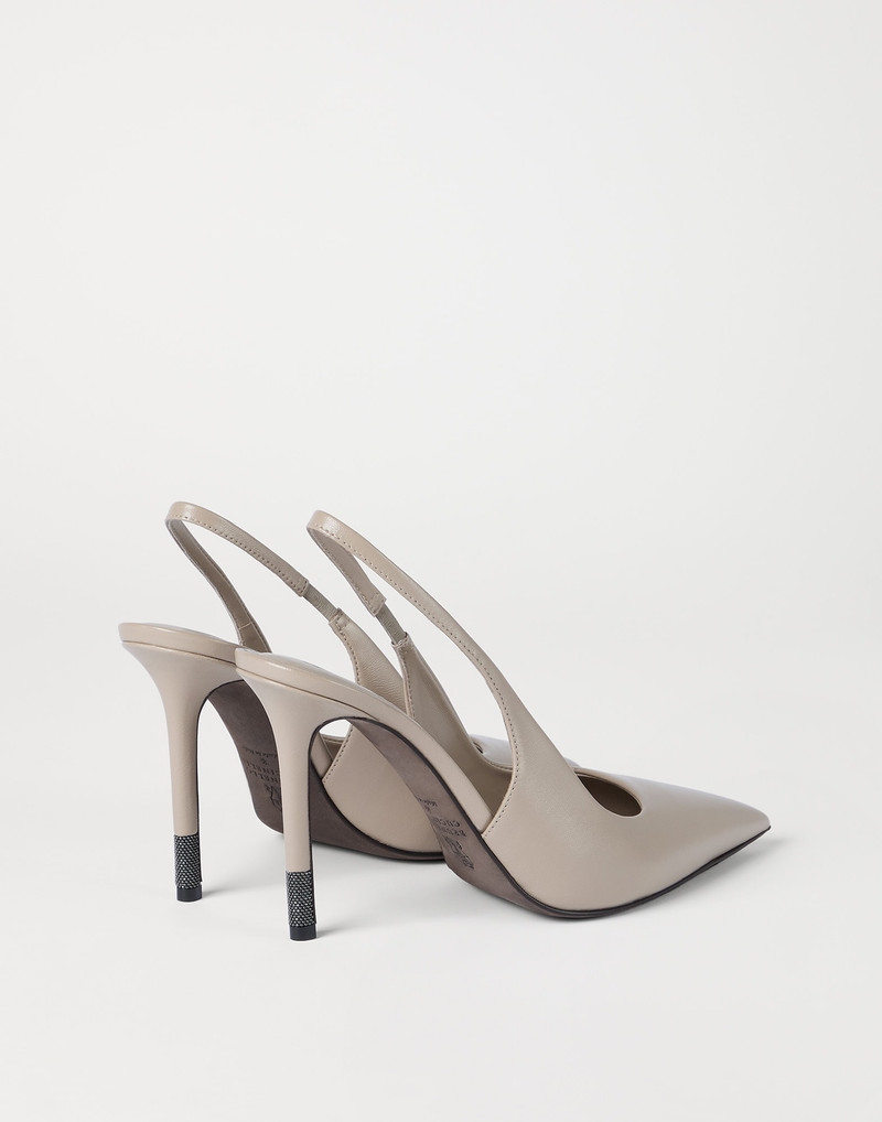Brunello Cucinelli Calfskin slingback heels with monili outlook