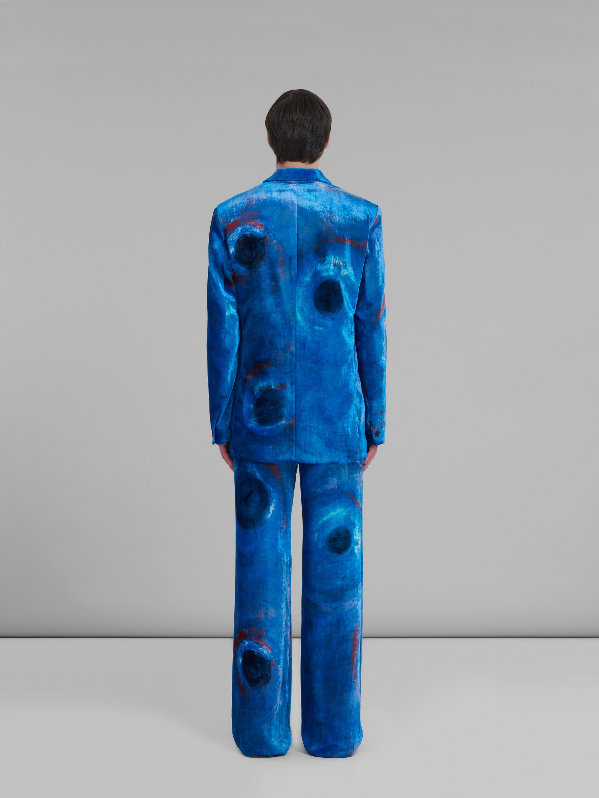 SINGLE-BREASTED VELVET BLAZER WITH BUCHI BLU PRINT - 3