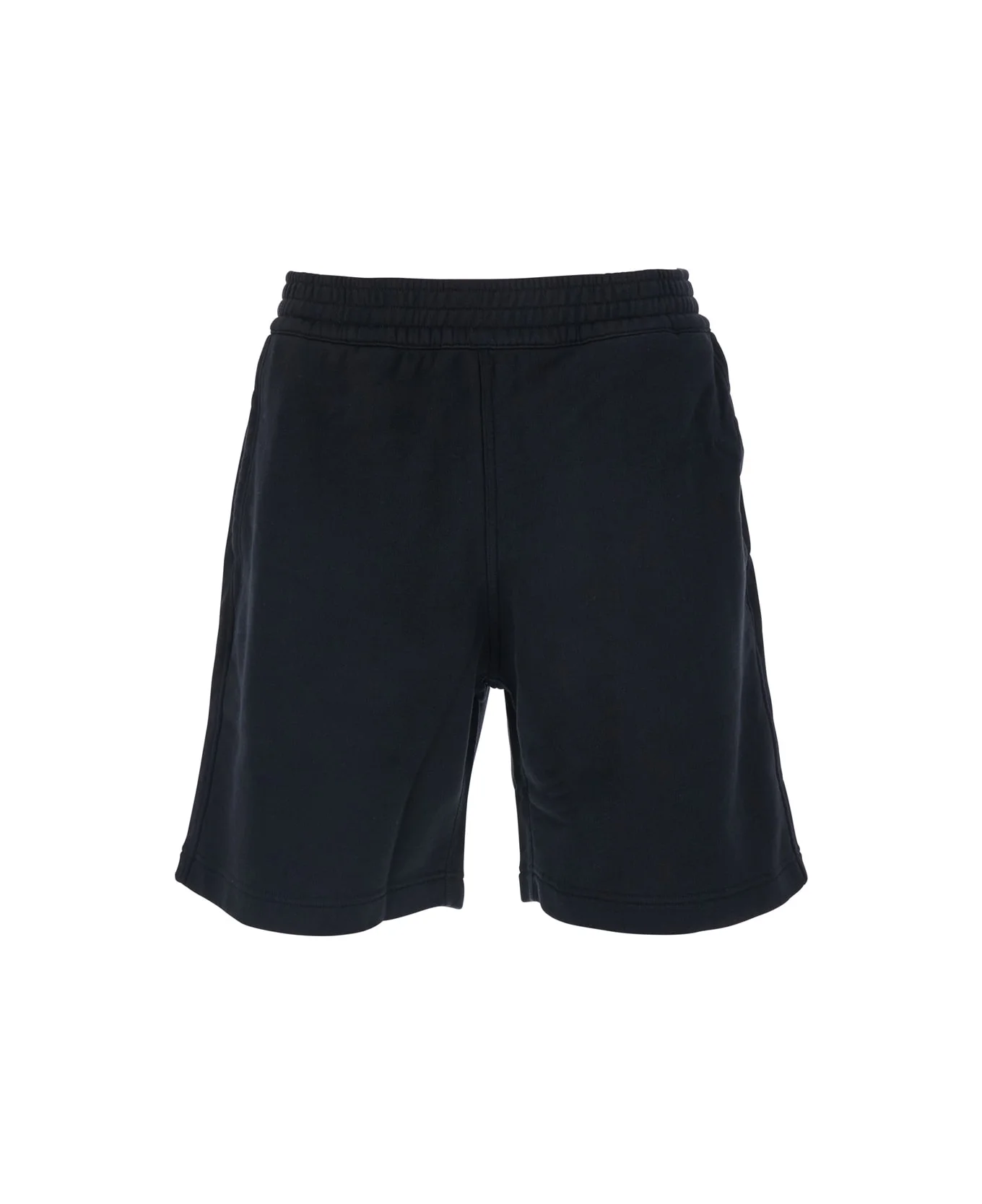 Black Bermuda Shorts With Elastic Waist And Logo Patch On The Back In Cotton Man - 1