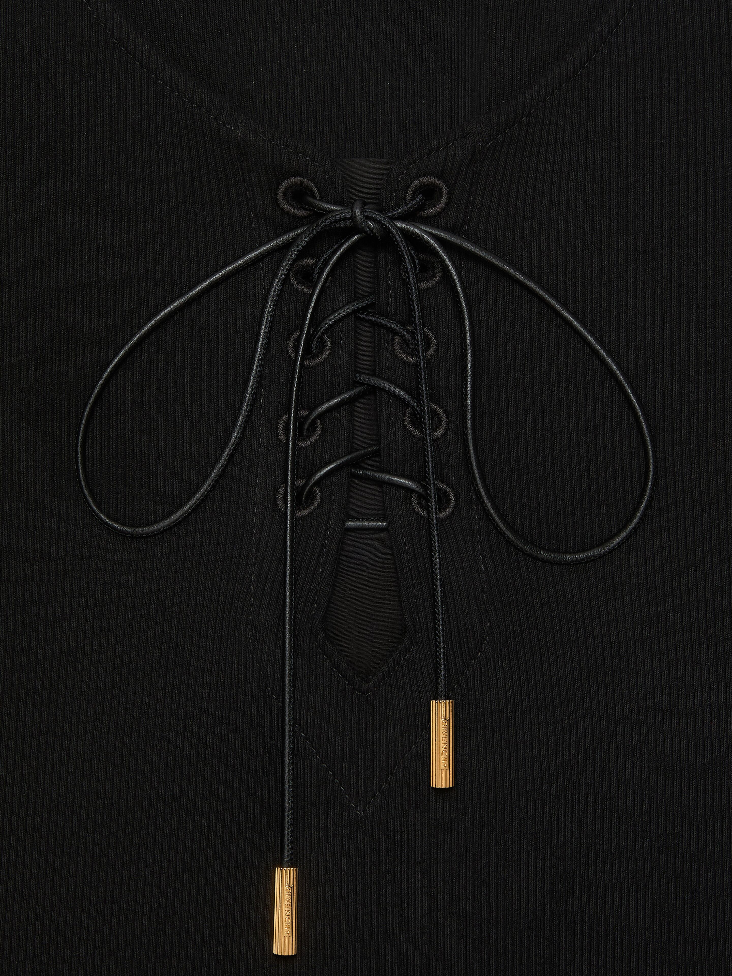 SLIM FIT T-SHIRT IN COTTON WITH LACES AND 4G DETAIL - 5
