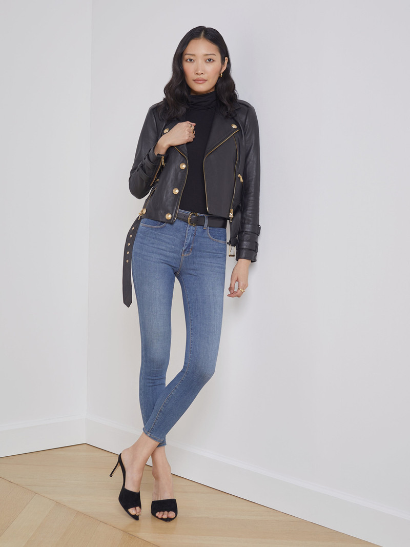 L'AGENCE Billie Belted Leather Jacket outlook