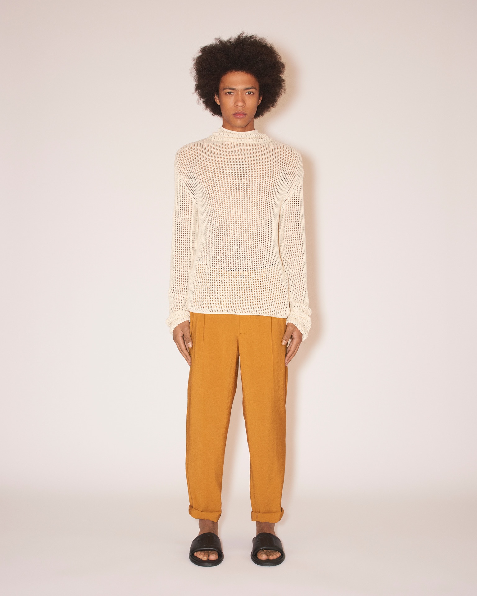GINI - Lightweight pongee pants - Caramel - 1