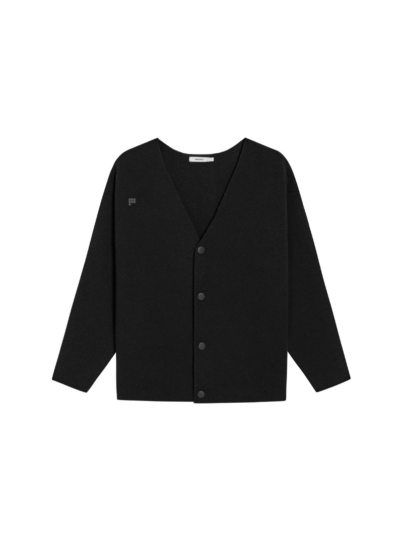 Mens Recycled Cashmere Cardigan - Black 1