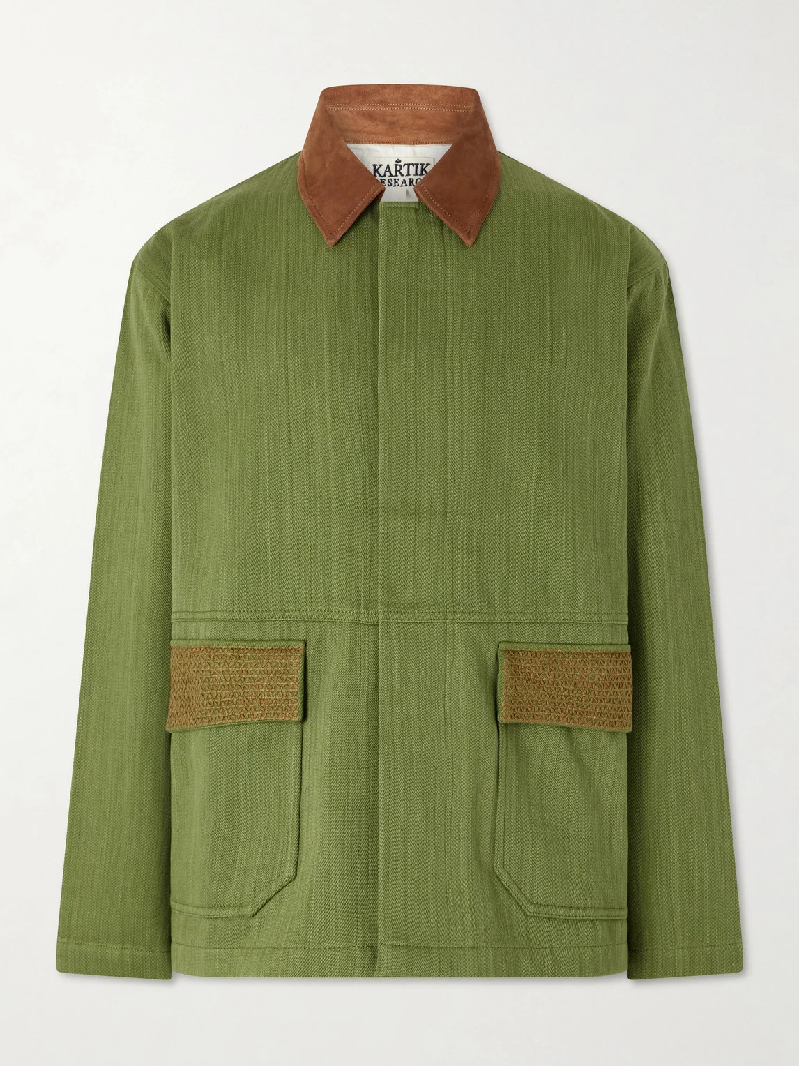 Jodhpur Embroidered Suede-Trimmed Cotton Jacket - 1