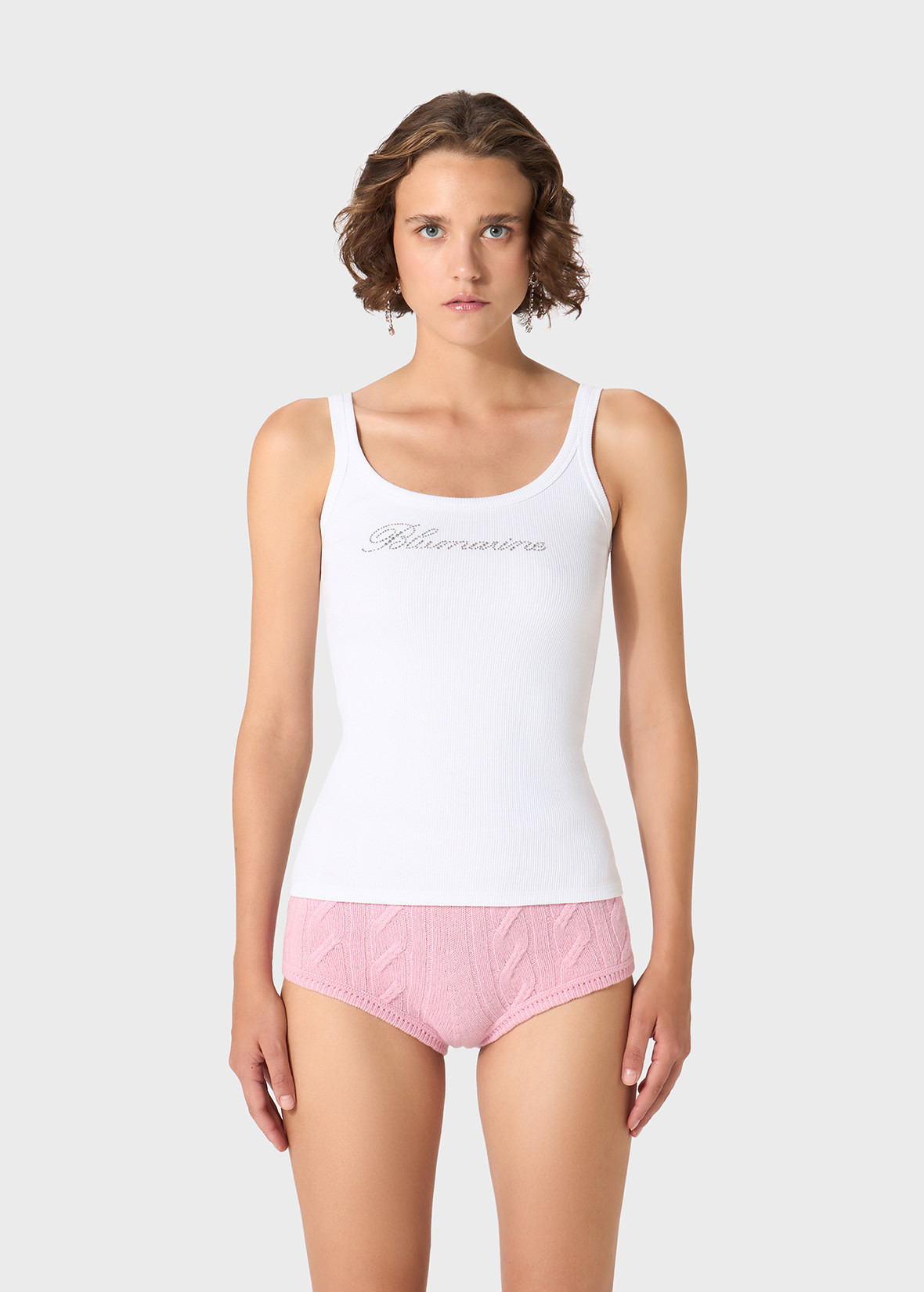 RIBBED TOP WITH BLUMARINE RHINESTONE EMBROIDERY - 3
