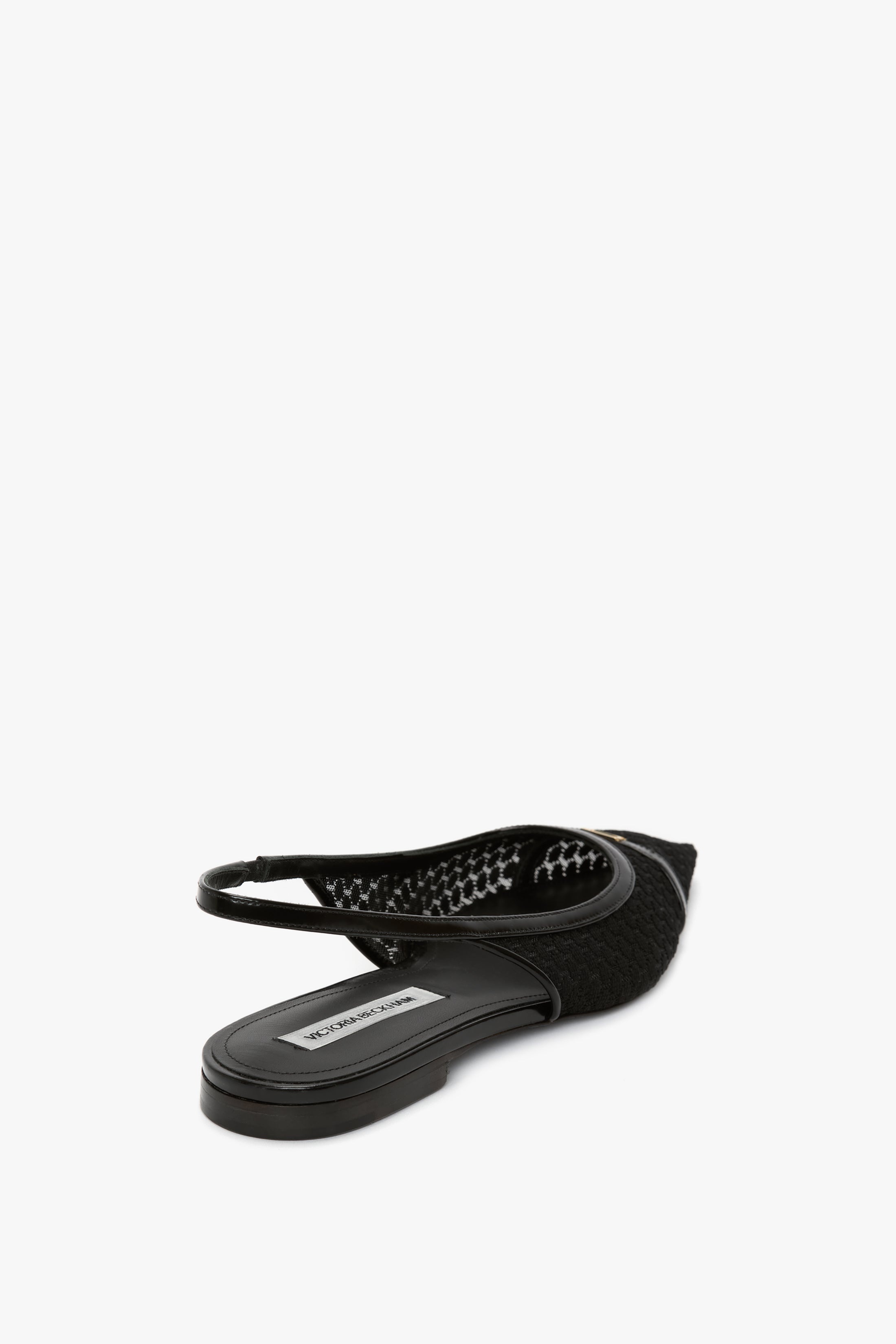 Flat Mesh Slingback Pump In Black - 3