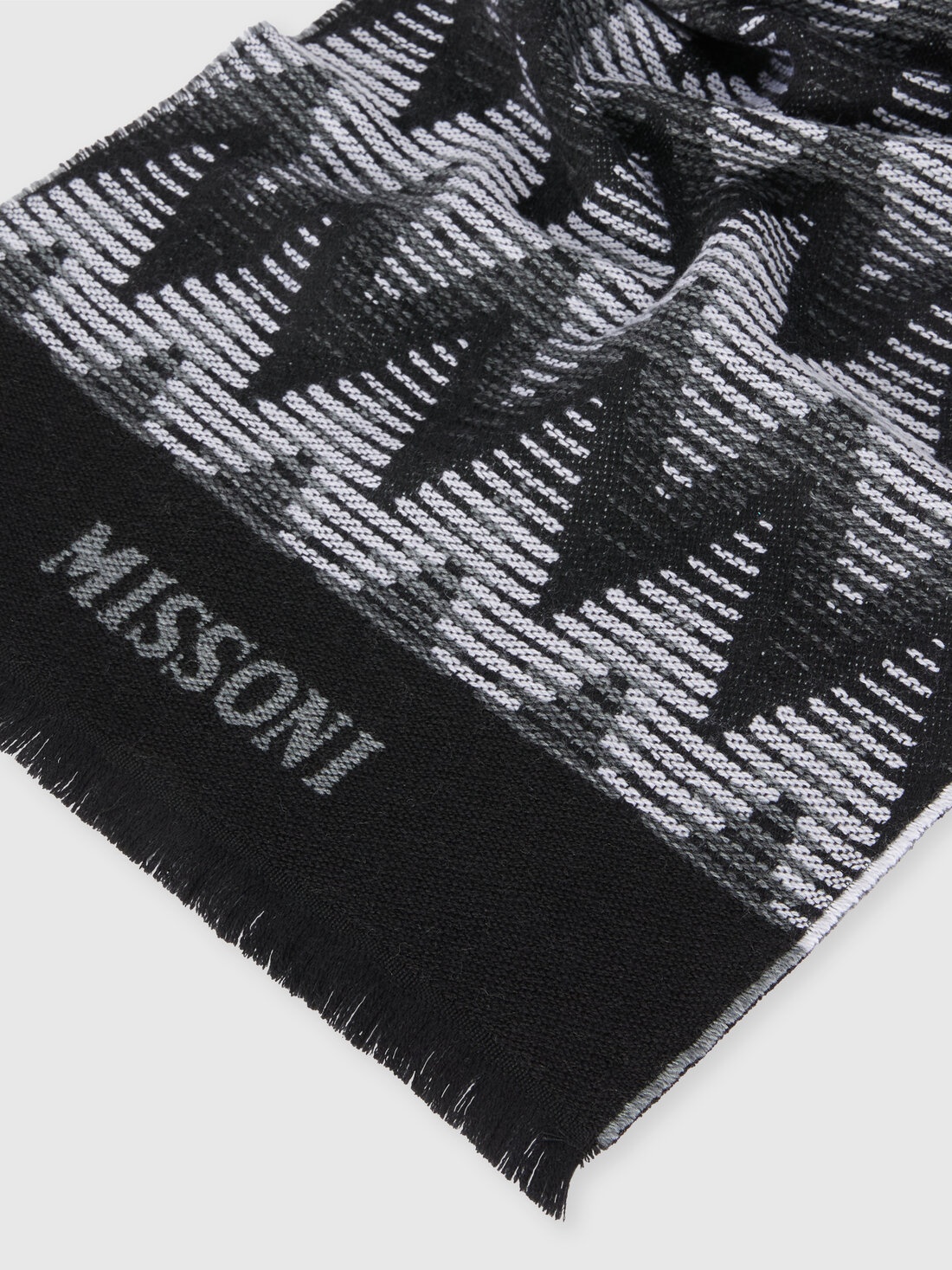 Zig zag wool scarf with logo - 2