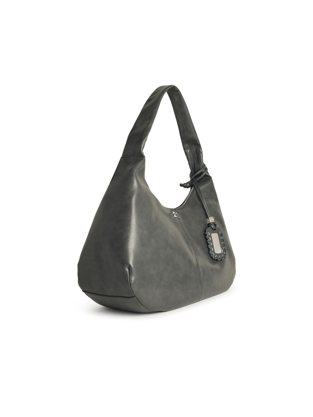 Ganni 'Bou Xxl' Grey Leather Blend Bag Women - 2