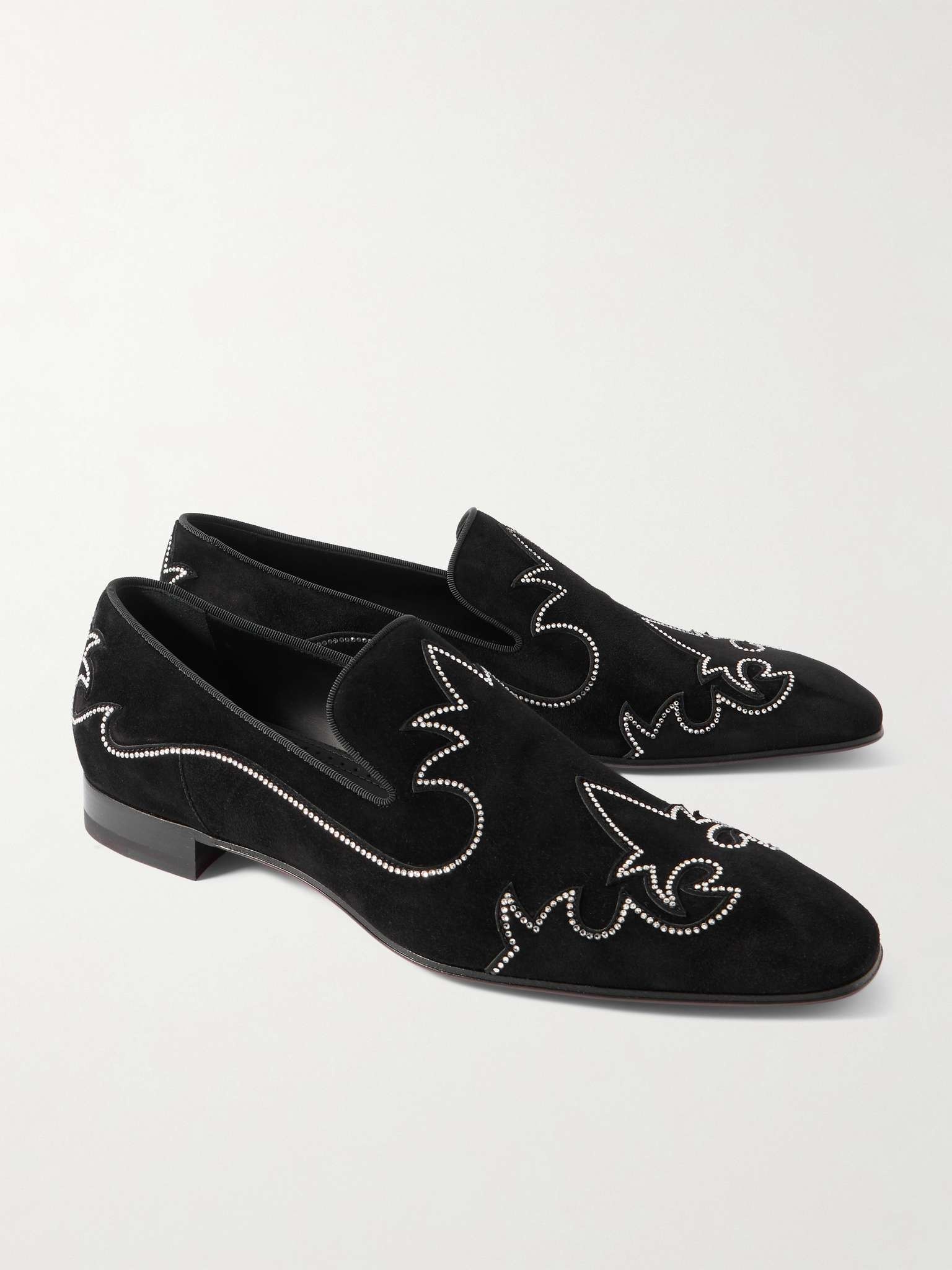 Dandysiago Grosgrain-Trimmed Embellished Velvet Loafers - 4