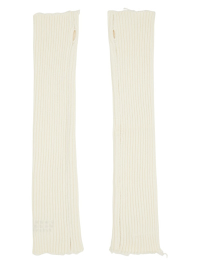 MM6 Maison Margiela Off-White Ribbed Arm Warmers outlook