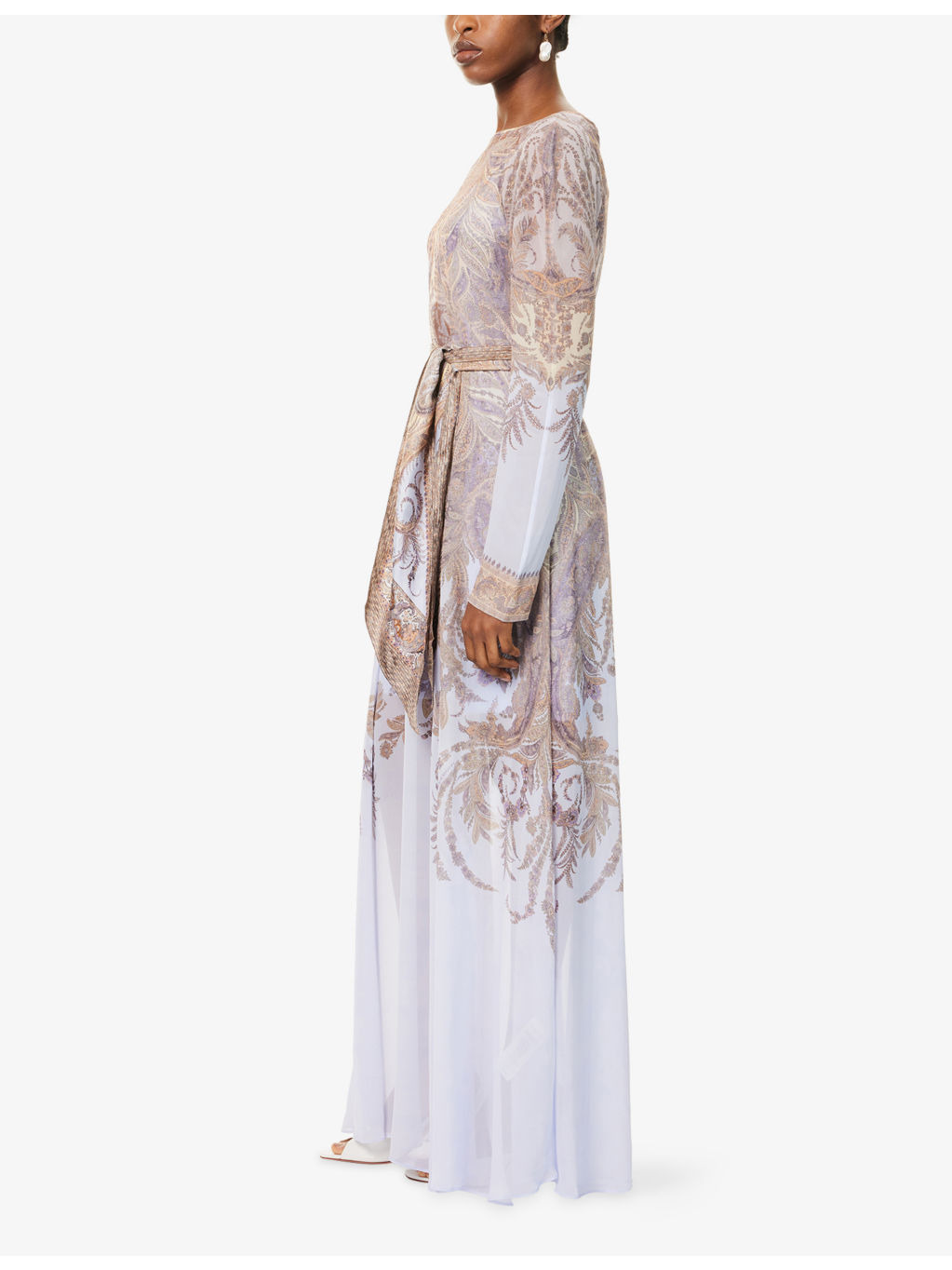 Sheath Printed Chiffon maxi Dress - 3