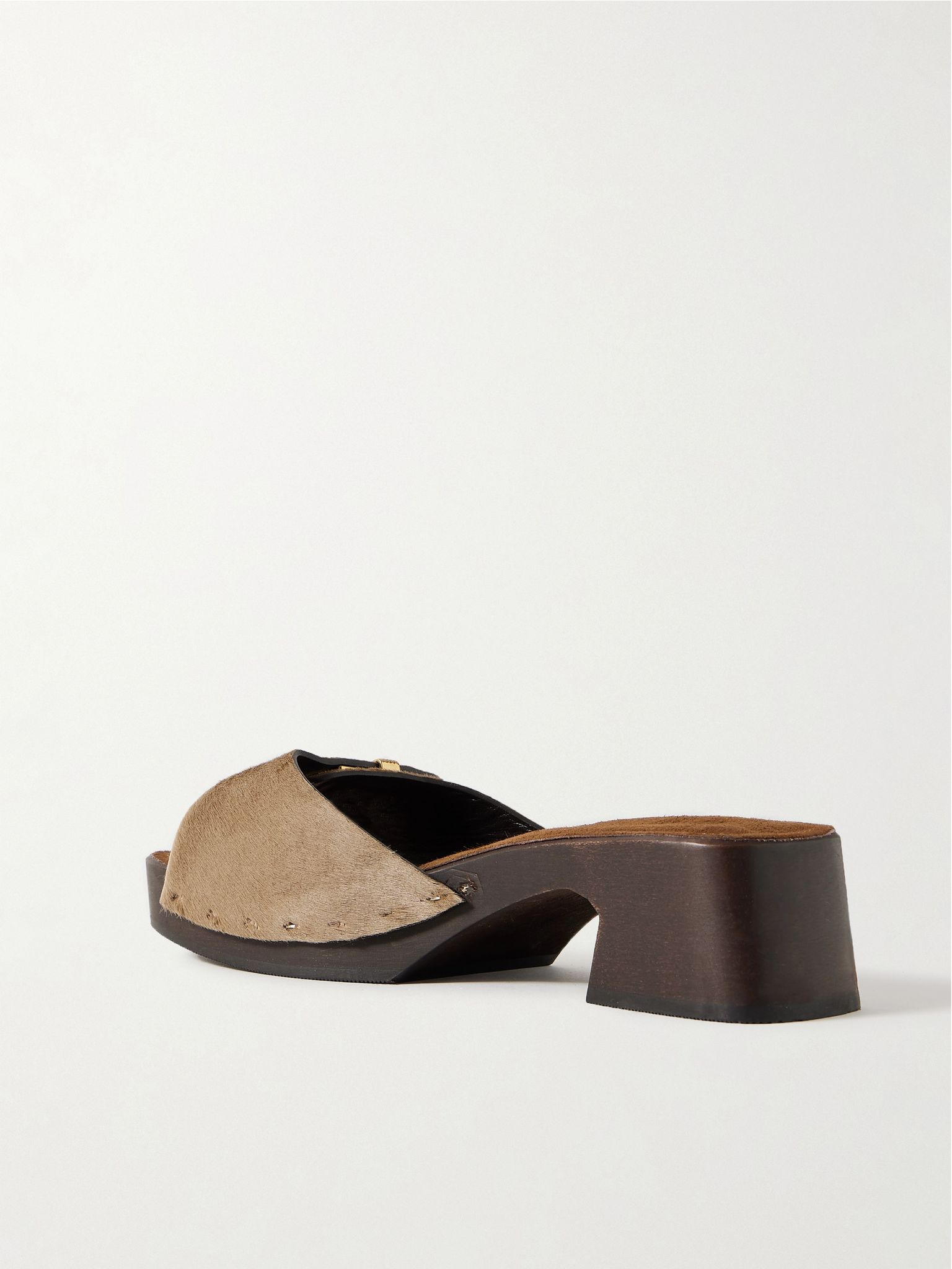 Britt buckled calf hair mules Beige - 3
