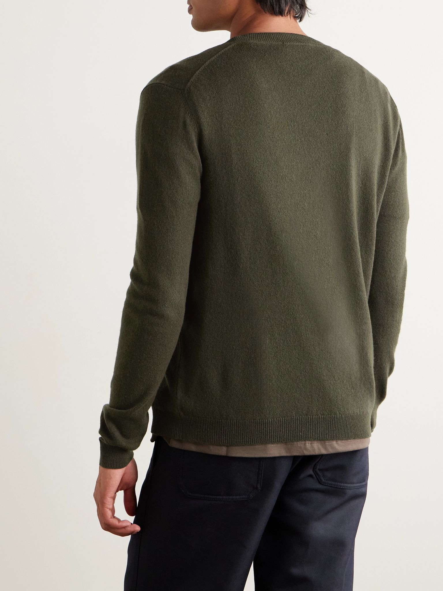 Logo-Jacquard Cashmere Cardigan Forest green - 3