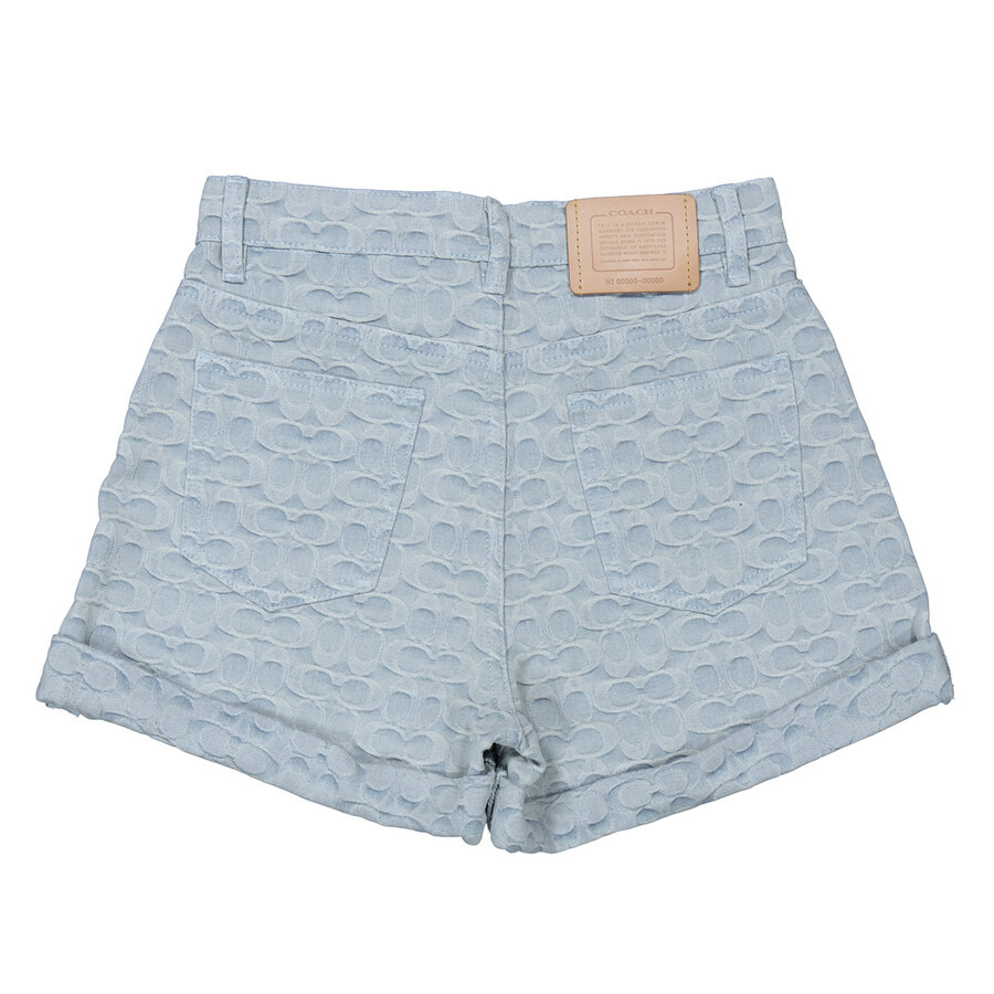 Coach Signature Cotton Denim Shorts, Brand Size 0 (X-Small) - 5