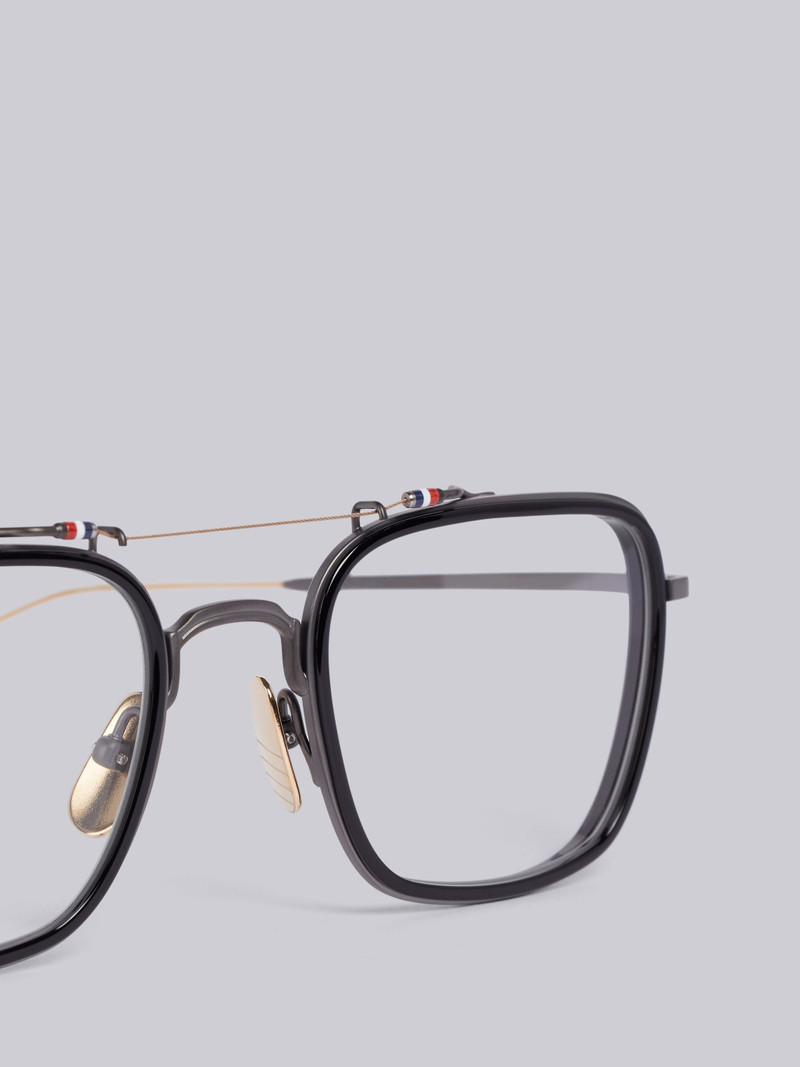 Thom Browne TB816 - Black Rectangular Aviator Glasses outlook