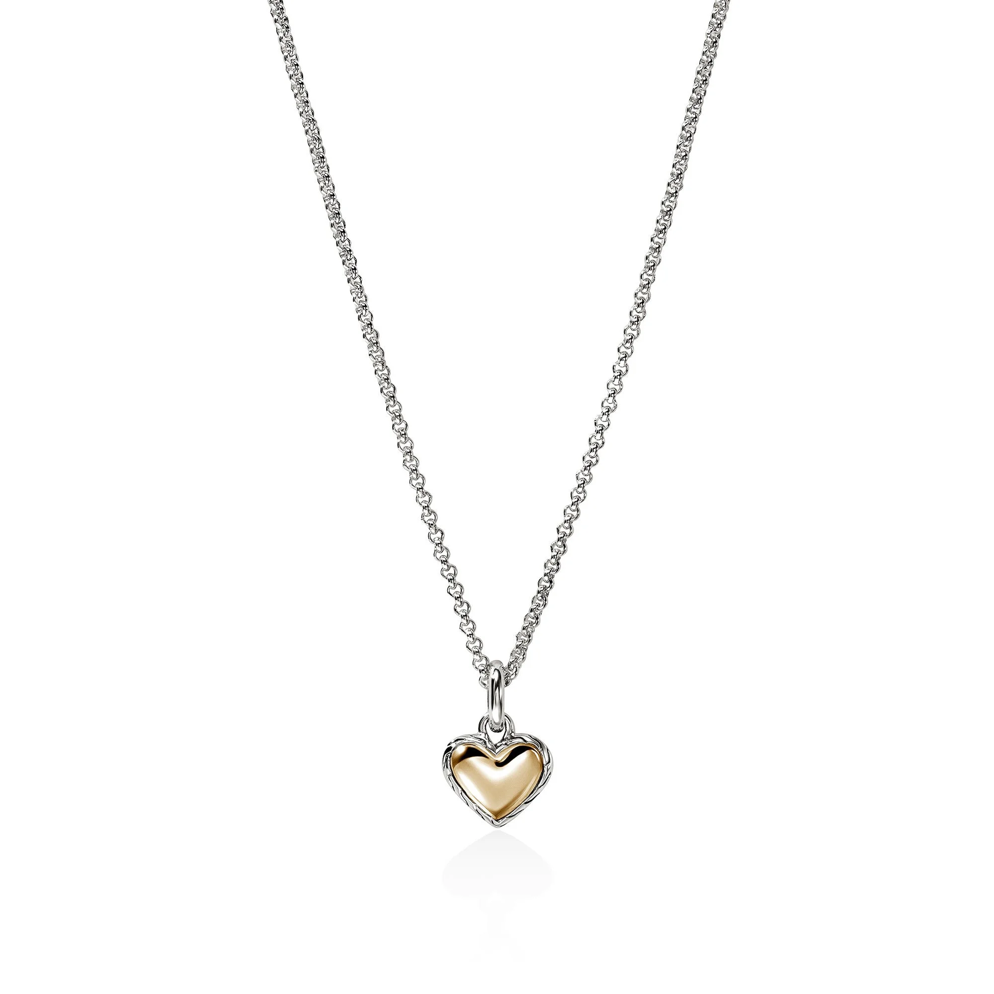 JH Essential Heart Pendant Necklace, Sterling Silver, Gold, 1.5MM - 1