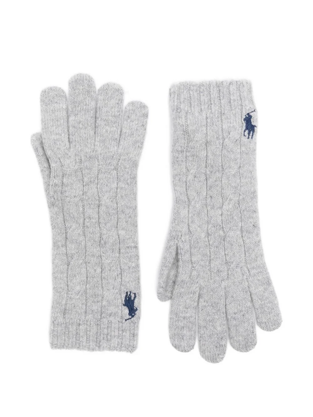 cable-knit logo-embroidered gloves - 1