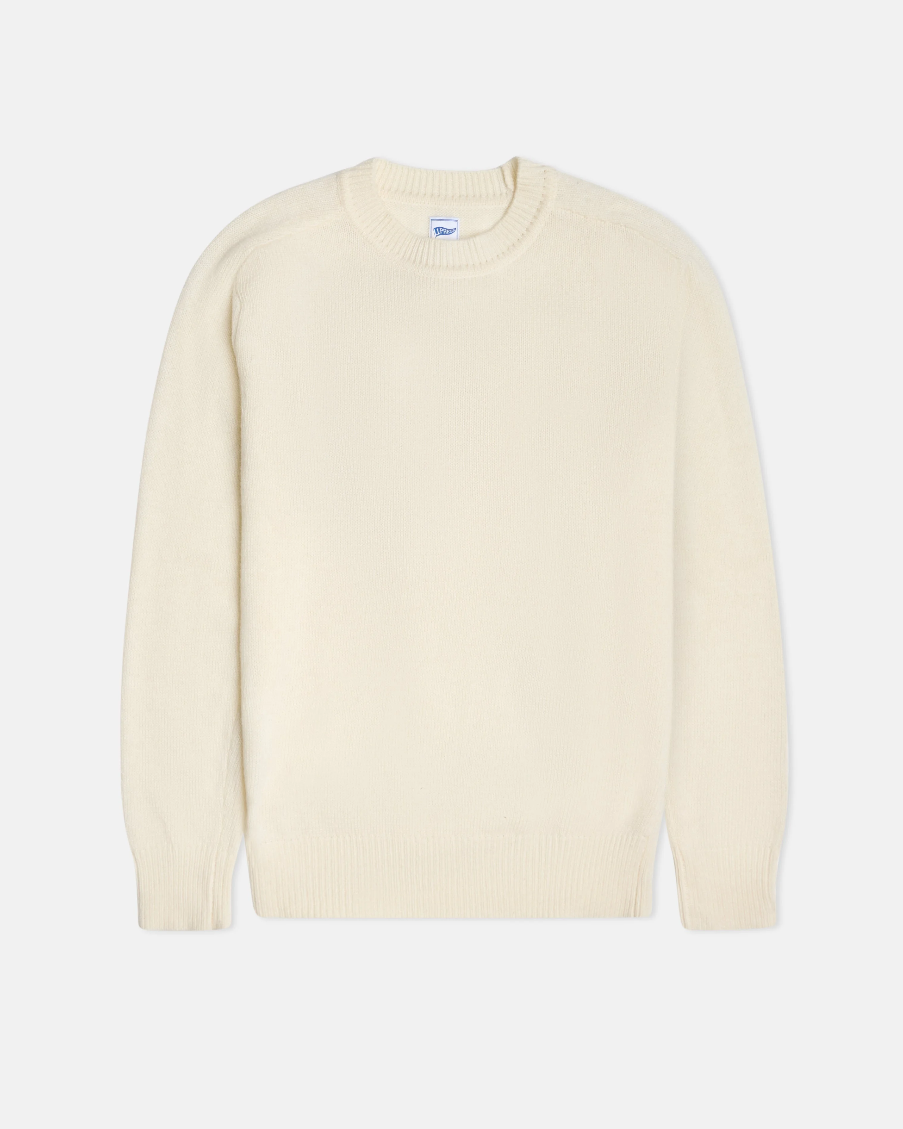 WHITE WOOL CREWNECK SWEATER - TRIM FIT - 1