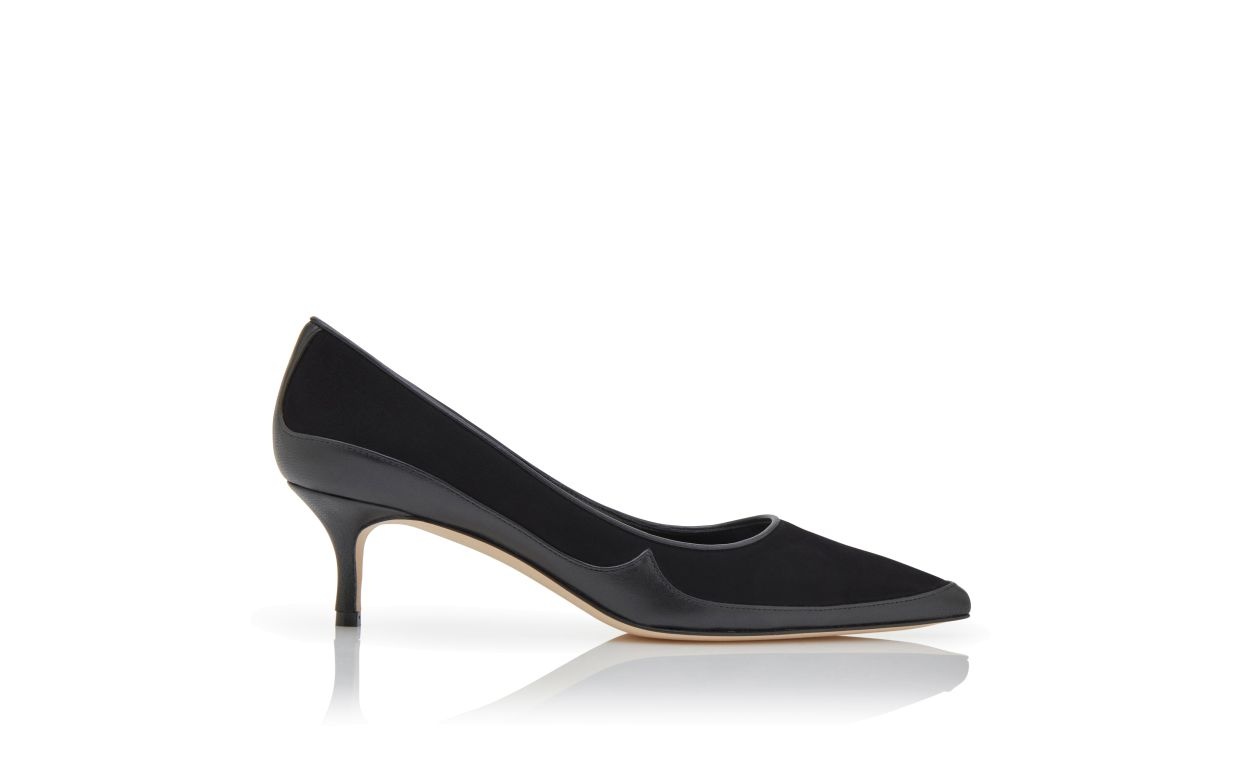 Black Suede Contrast Pumps - 1