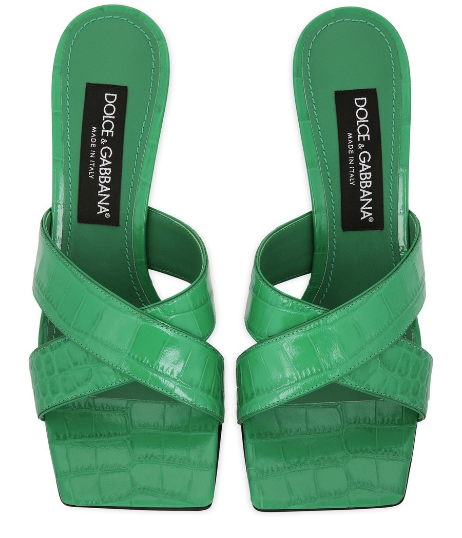 Crocodile-print calfskin mules with DG pop heel - 4