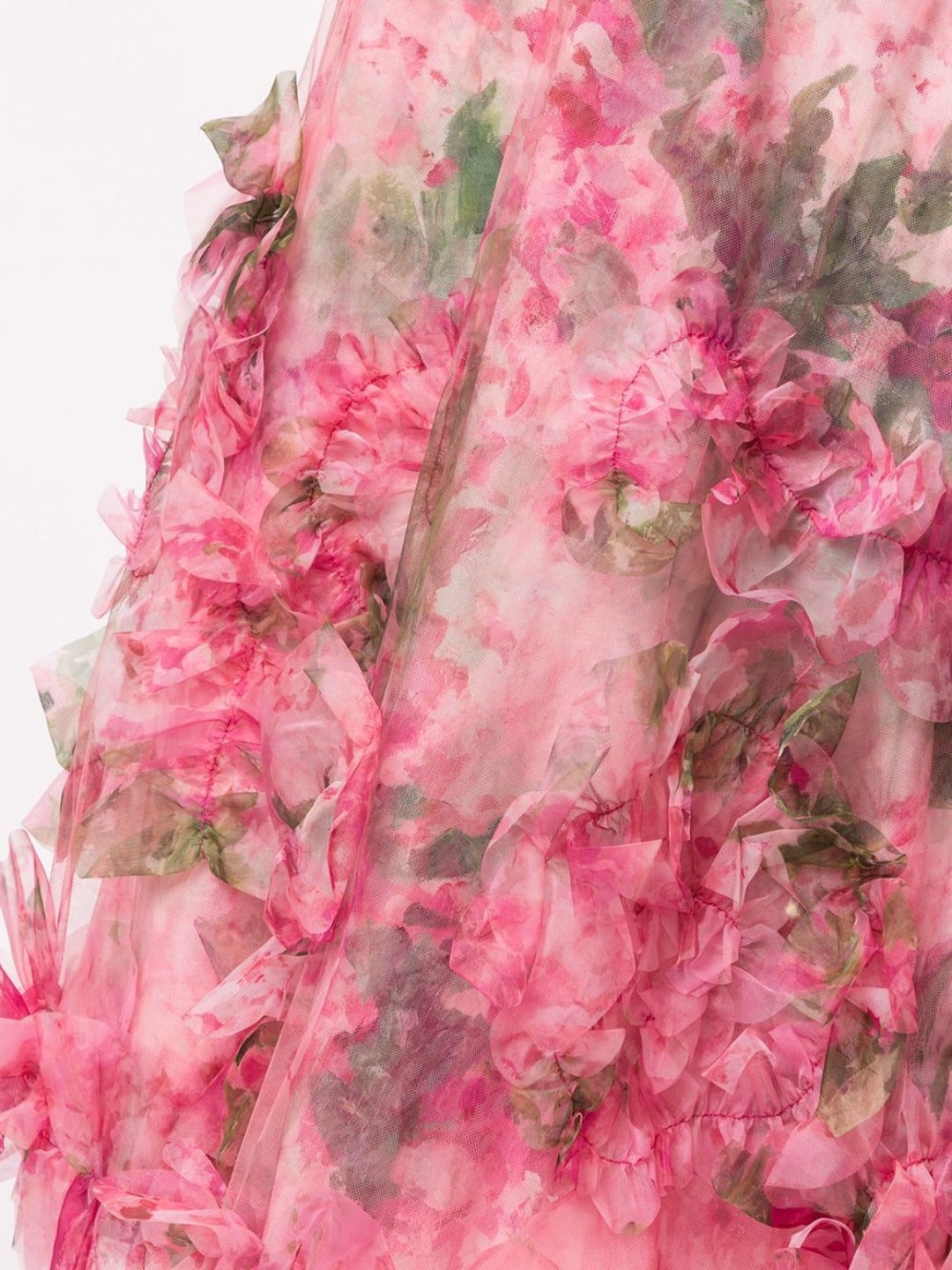 FLORAL PRINT RUFFLED TRIM GOWN - 4