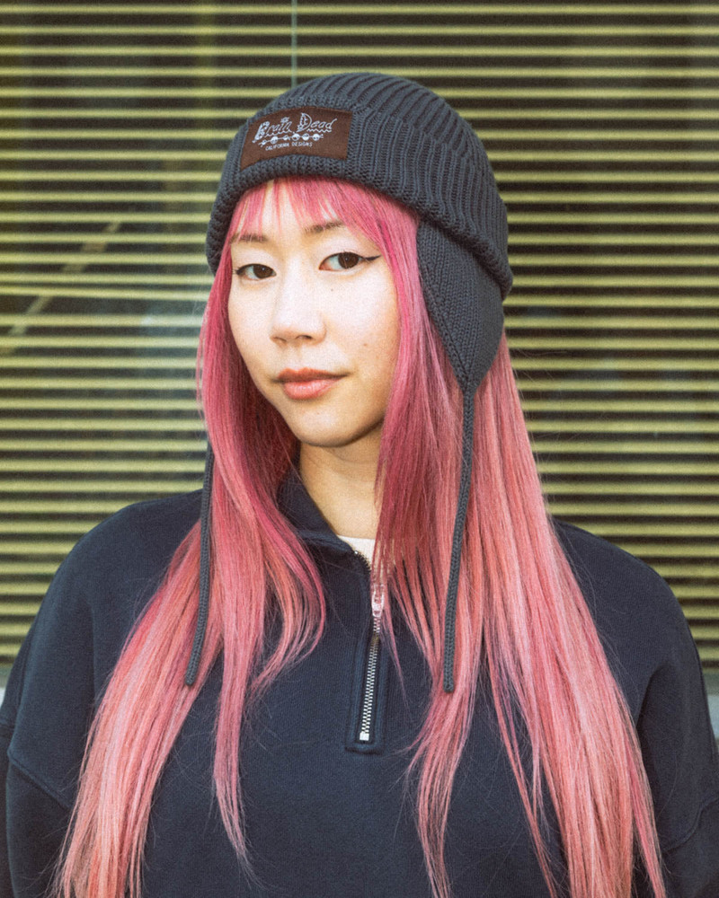 BRAIN DEAD Knitted Ear Flap Beanie - Black outlook