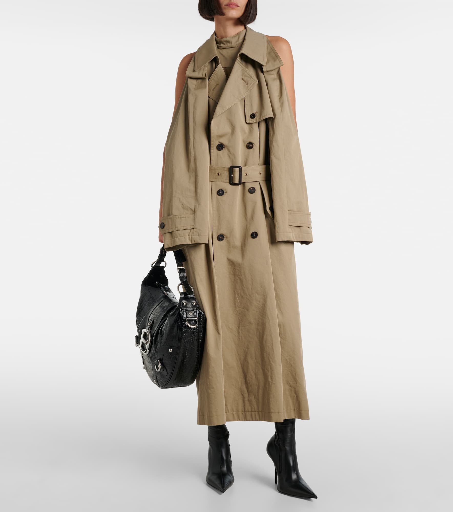 Suspended Trench cotton twill midi dress - 2