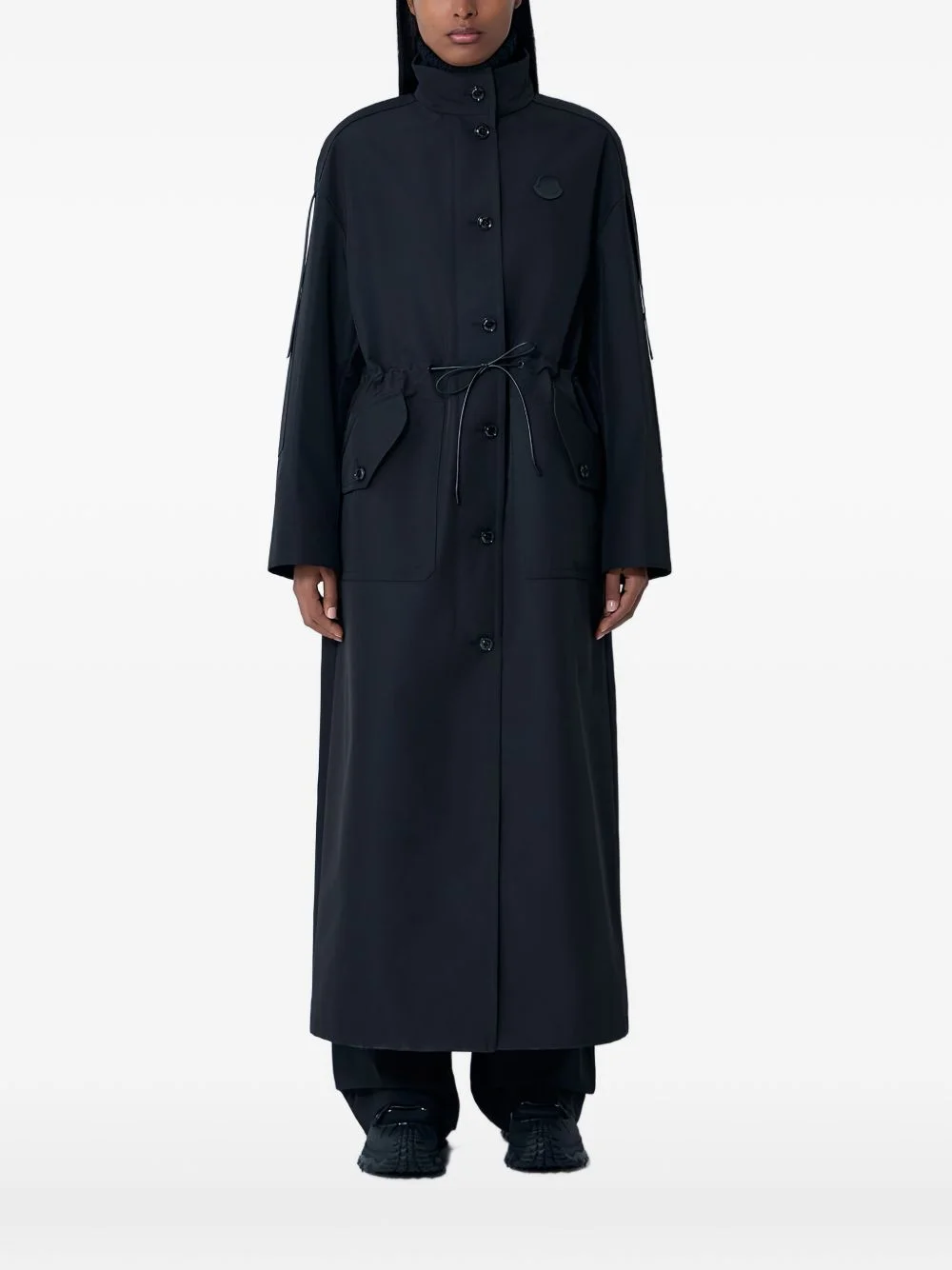 logo-patch buttoned raincoat - 1