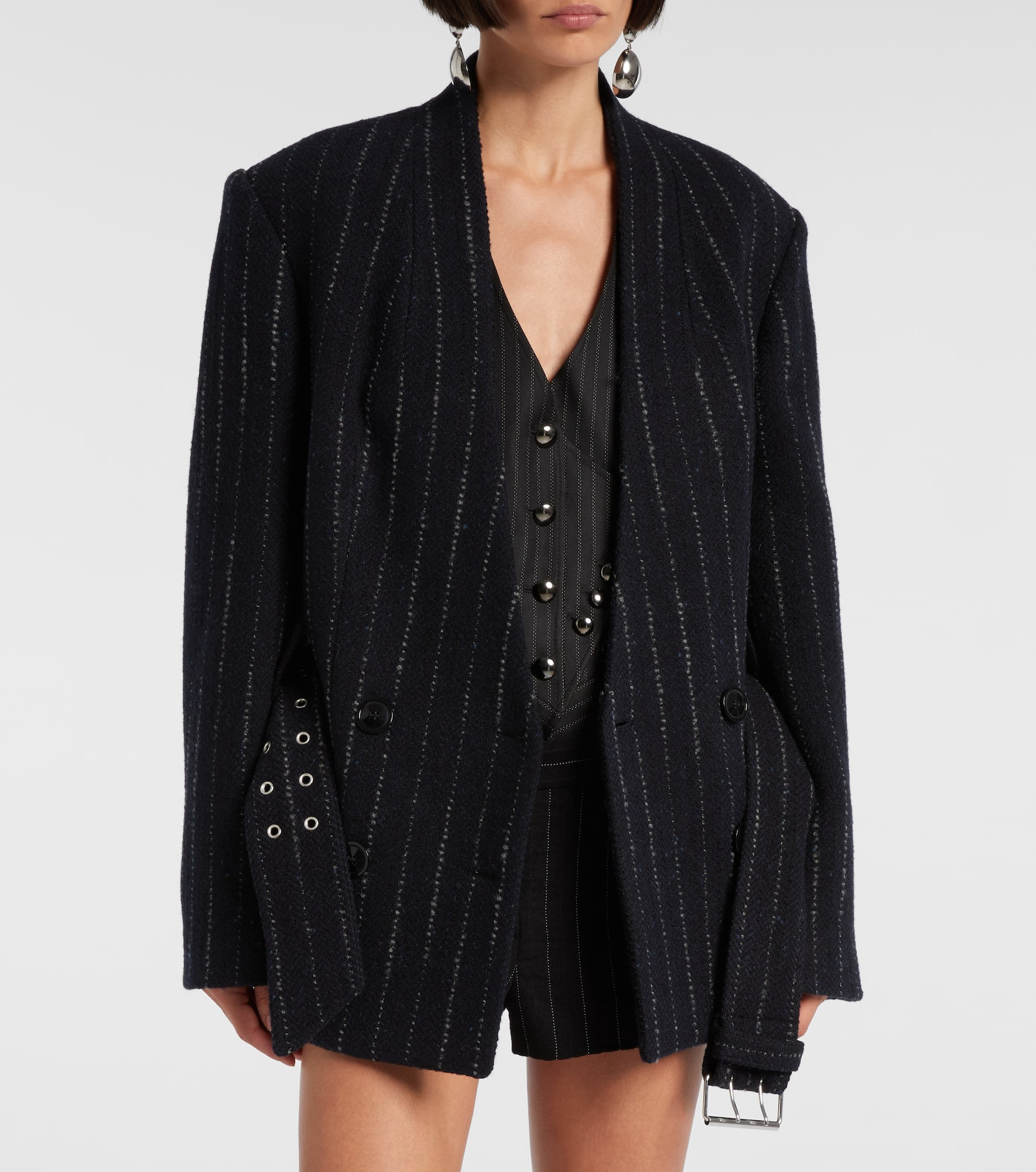 Fyma chalk stripe virgin wool blazer - 7
