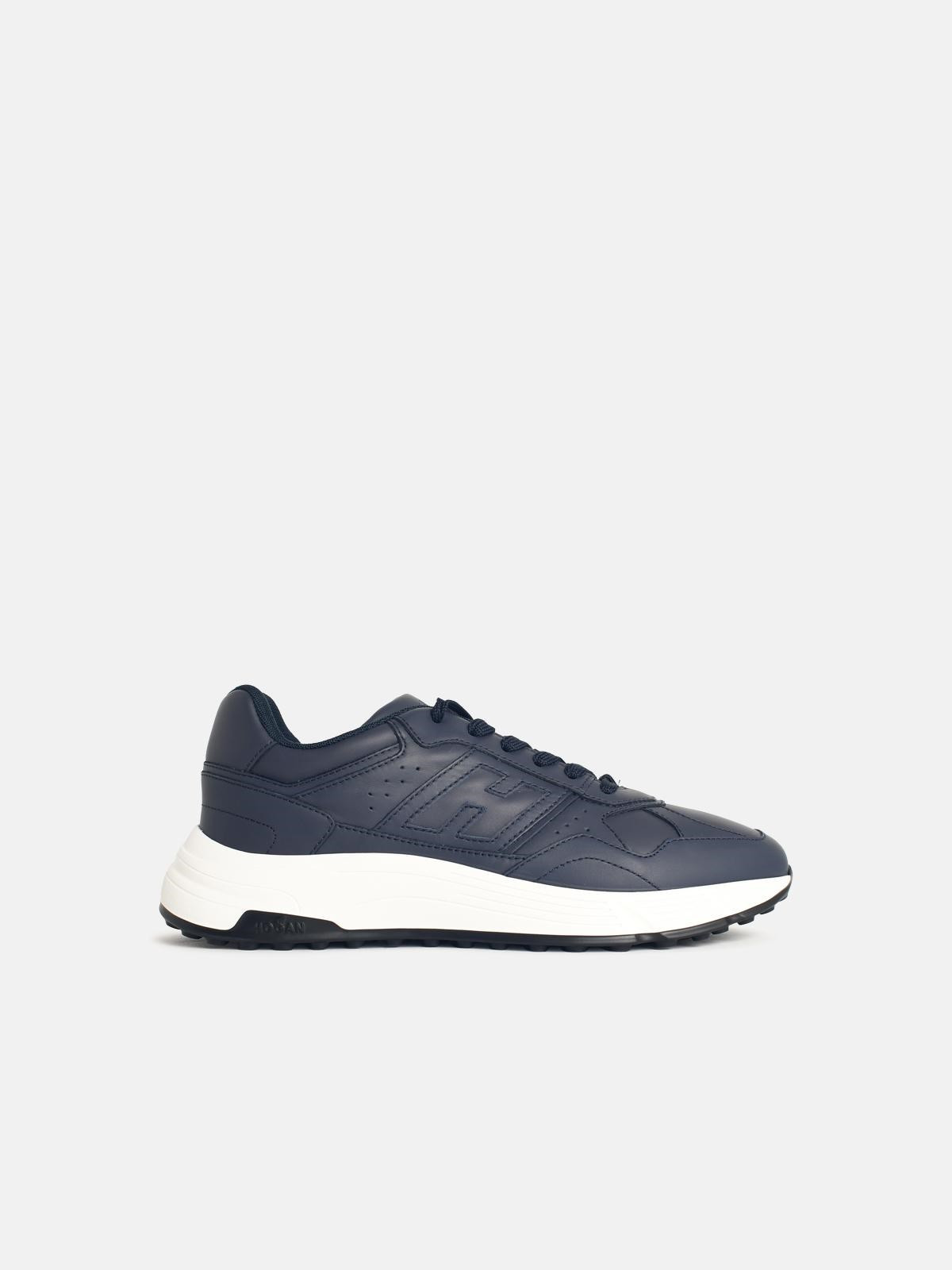 'HYPERLIGHT' NAVY LEATHER SNEAKERS - 1