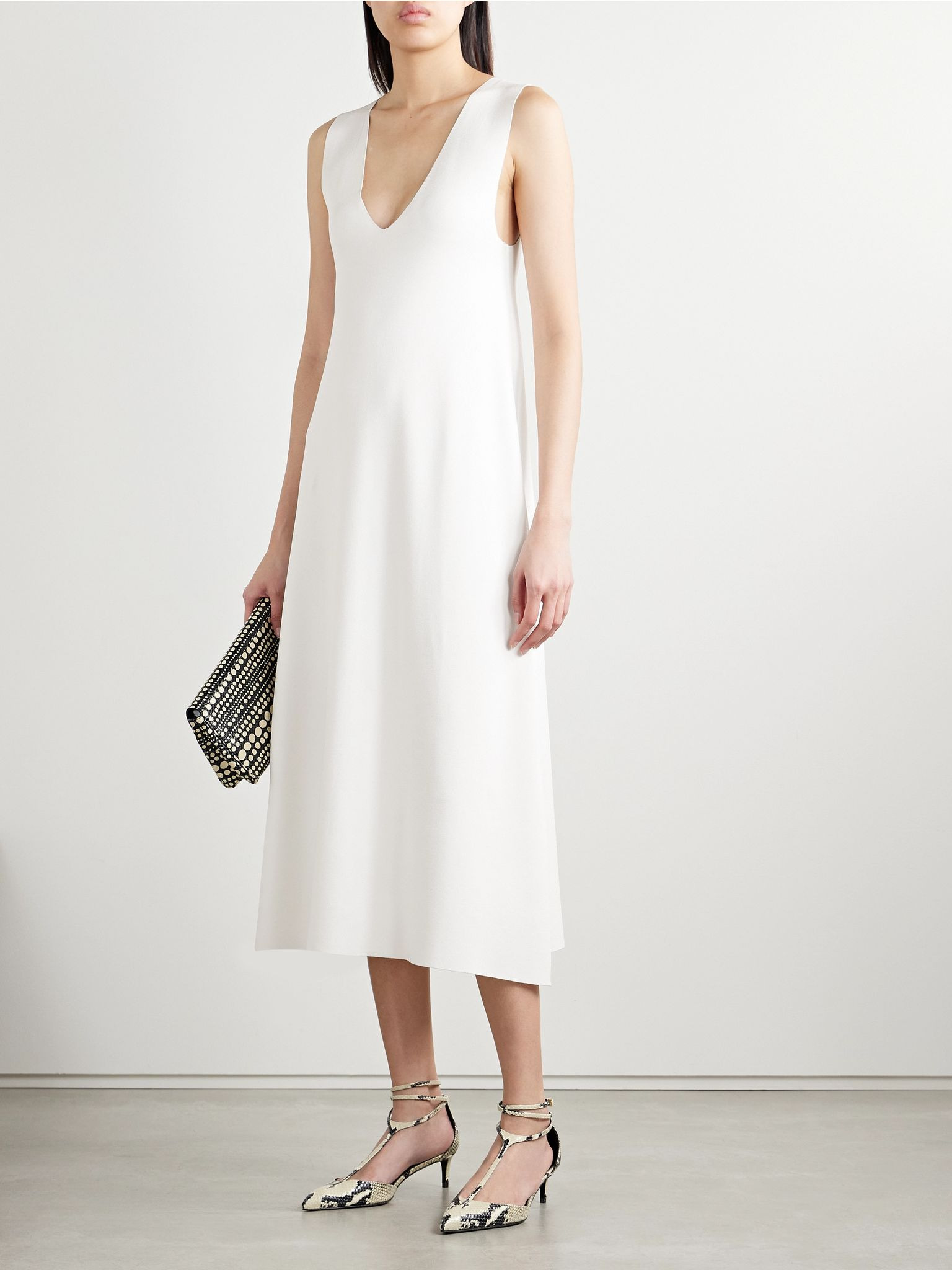 Keran stretch-knit midi dress White - 2