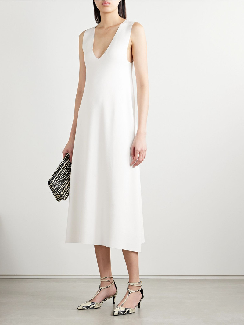 KHAITE Keran stretch-knit midi dress White outlook