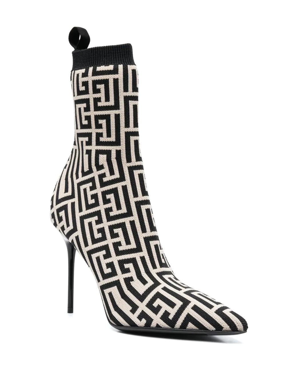 monogram-jacquard pointed boots - 4