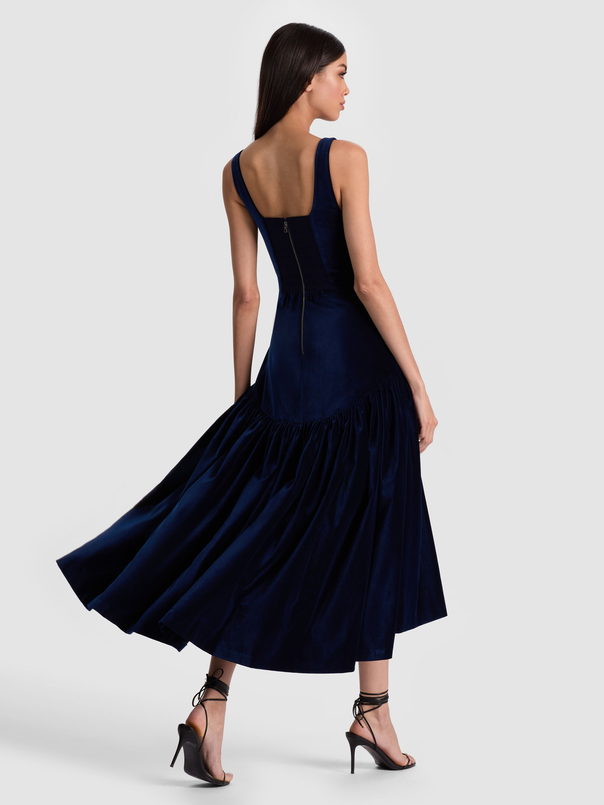 DIANA VELVET STRUCTURED MIDI DRESS - 4