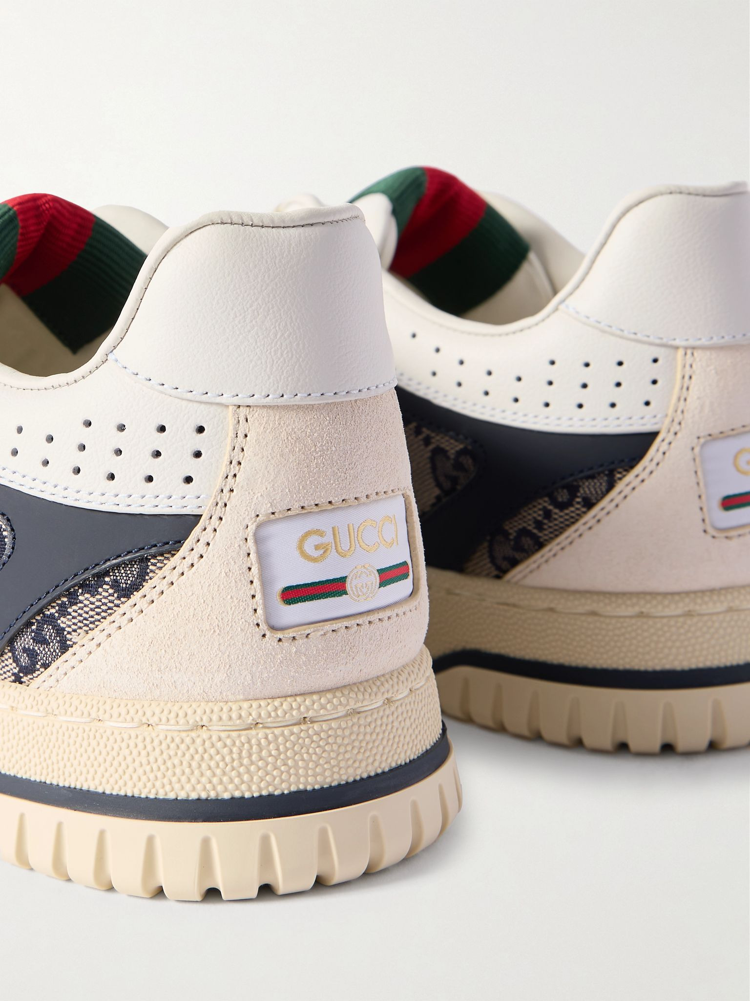Re-Web Suede and Webbing-Trimmed Canvas and Leather Sneakers Ivory - 6