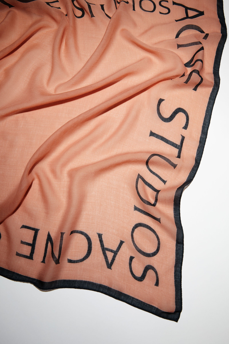 Logo wool square scarf - Blush pink 4