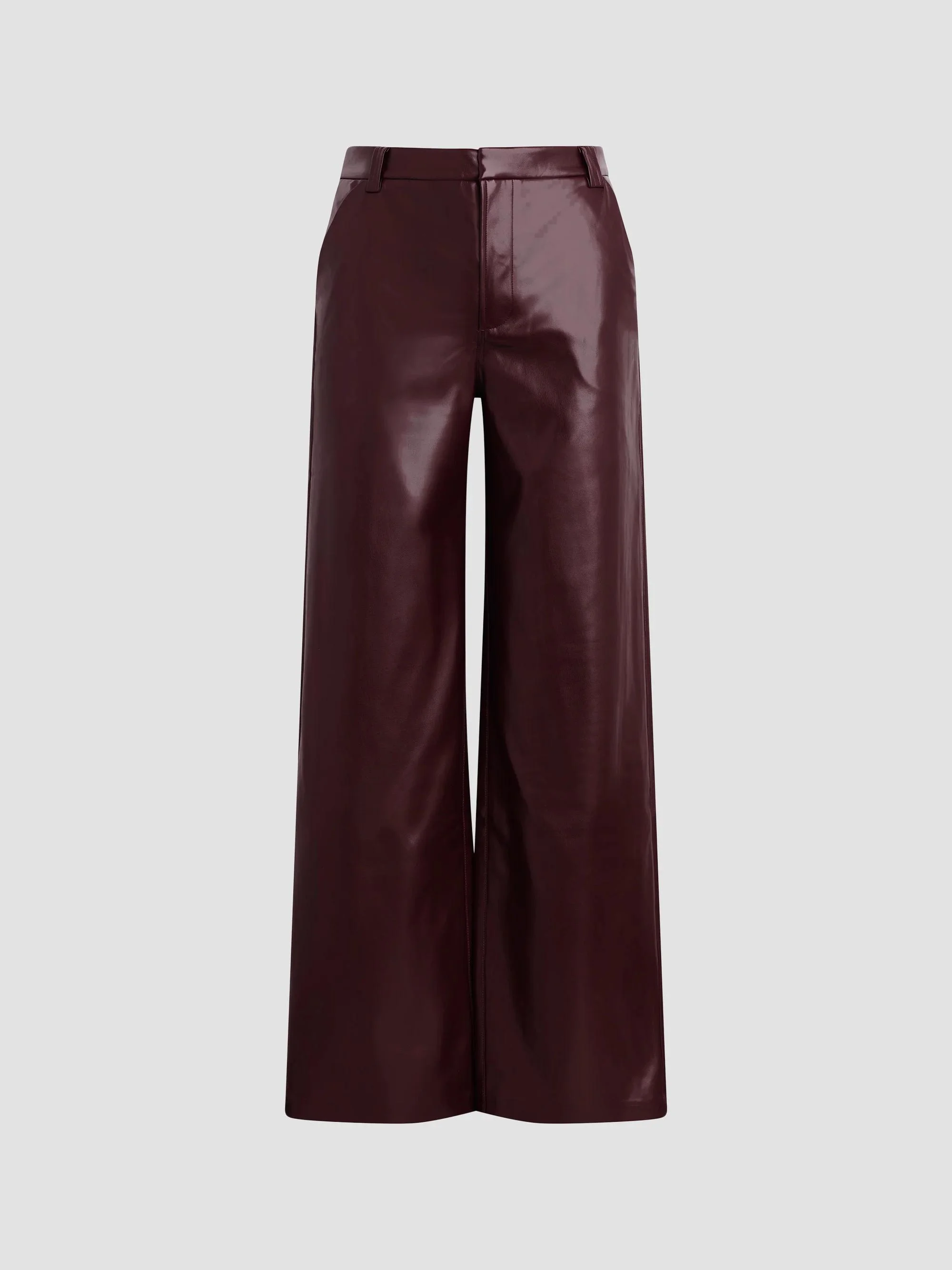 Women's Mia Faux-Leather High-Rise Wide-Leg Trousers - Cabernet - 1