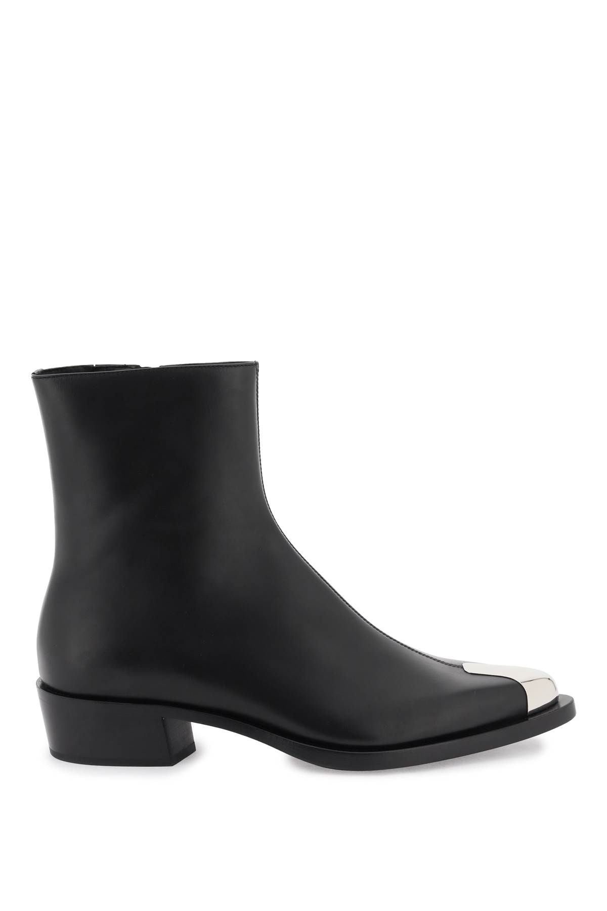 Alexander McQueen LEATHER PUNK ANKLE BOOTS | netdressed