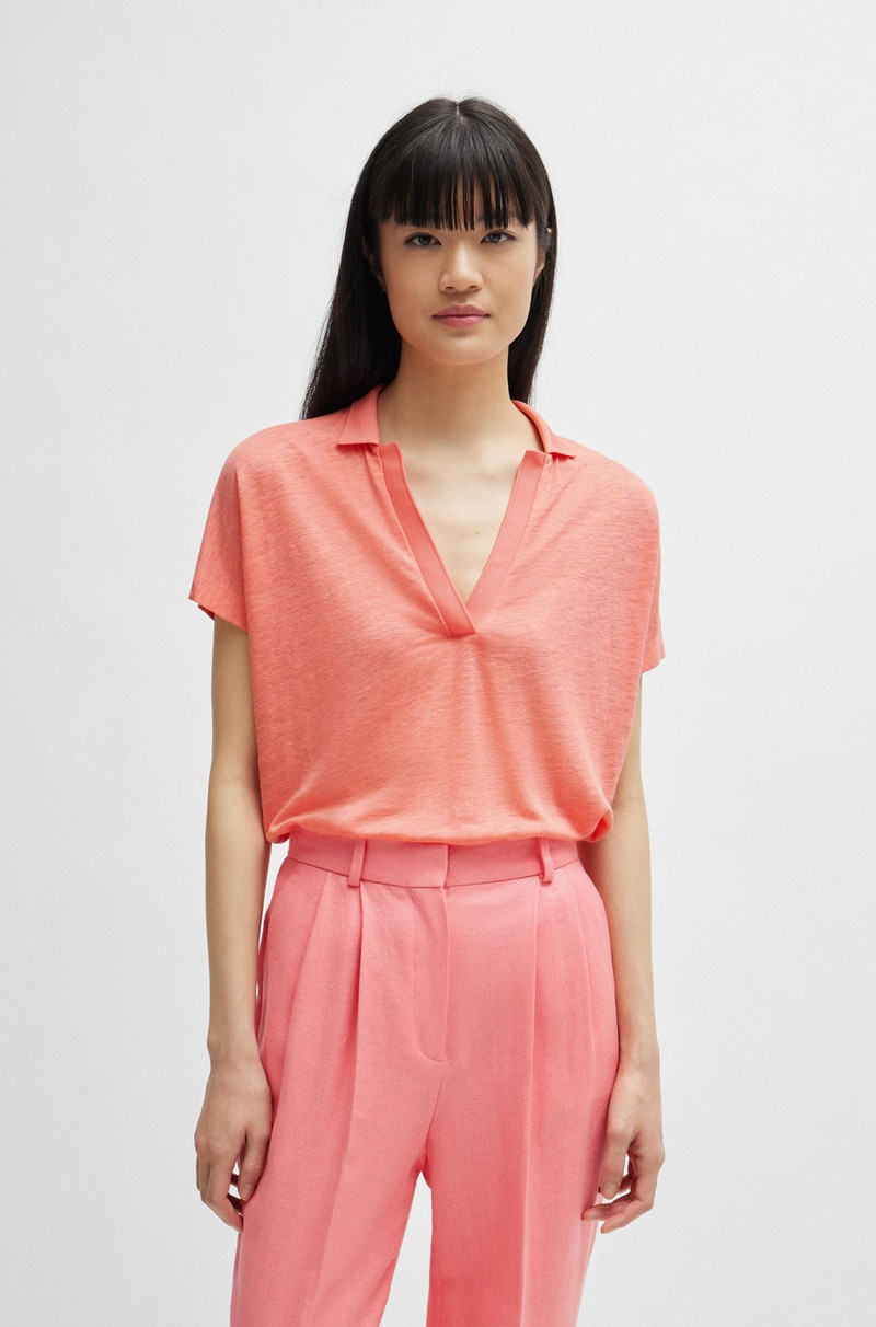 LINEN-BLEND TOP WITH JOHNNY COLLAR 2