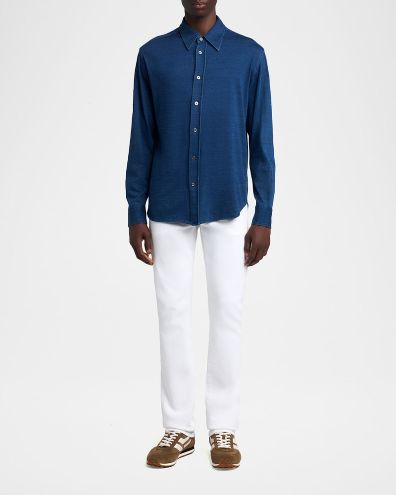TOM FORD Men's Cotton Denim Point-Collar Button-Down Shirt outlook