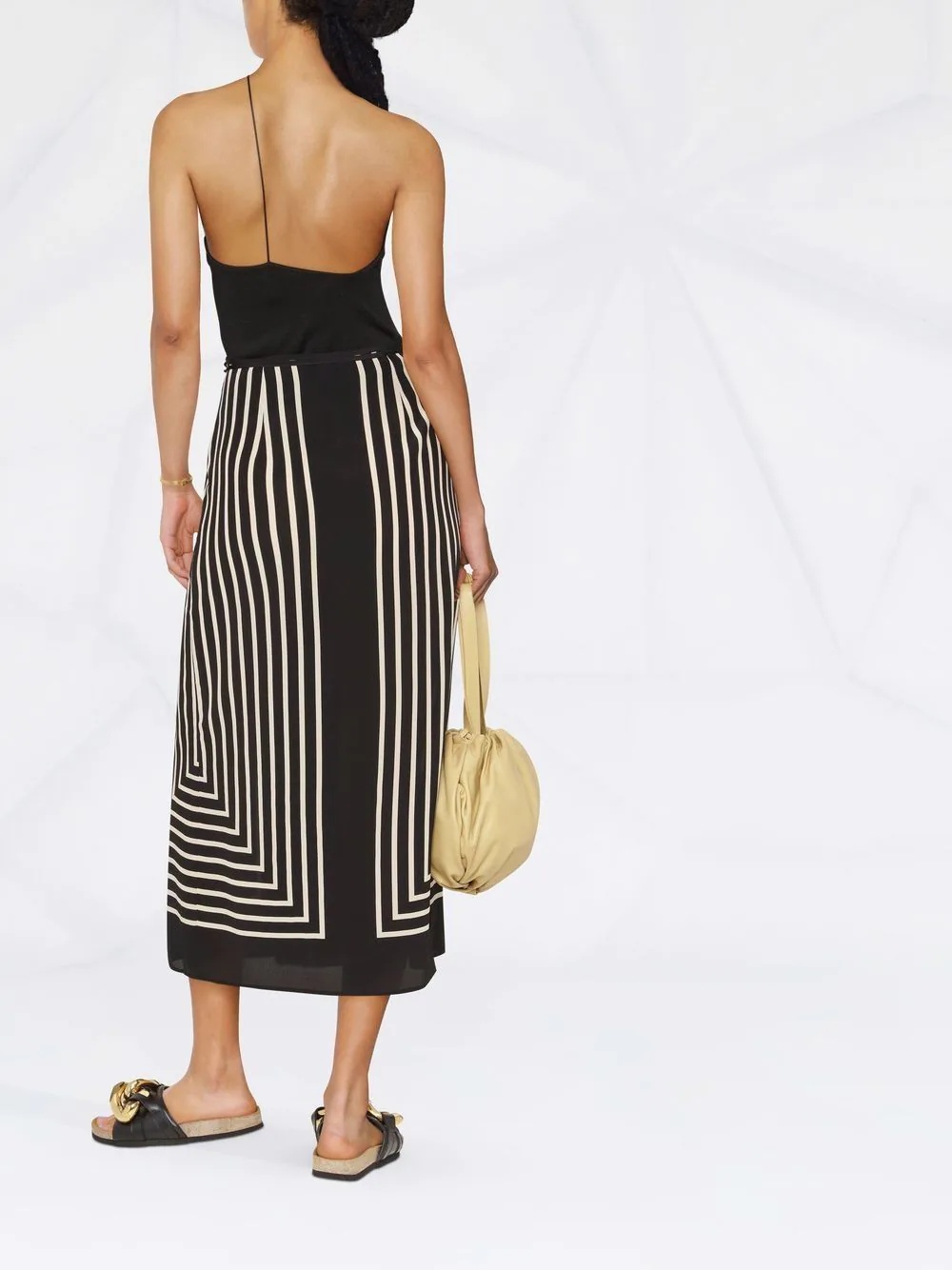 striped silk wrap skirt - 4