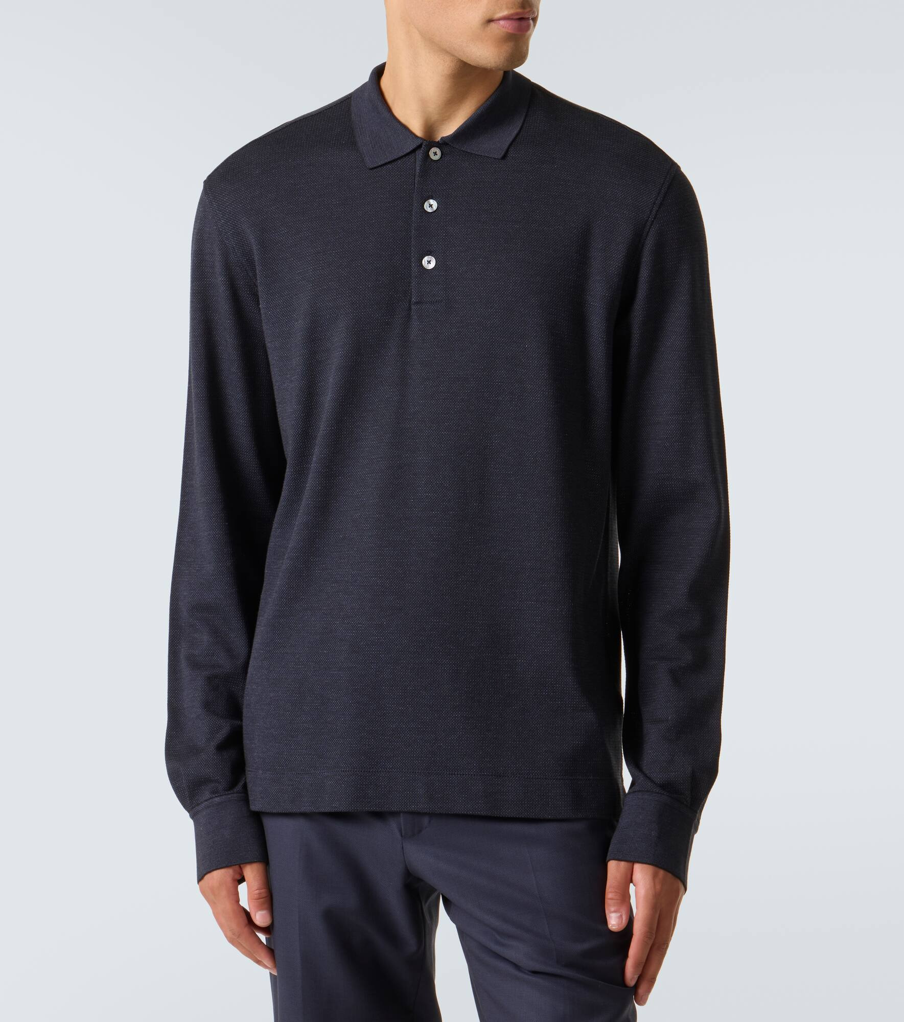 Cotton and silk polo shirt - 3