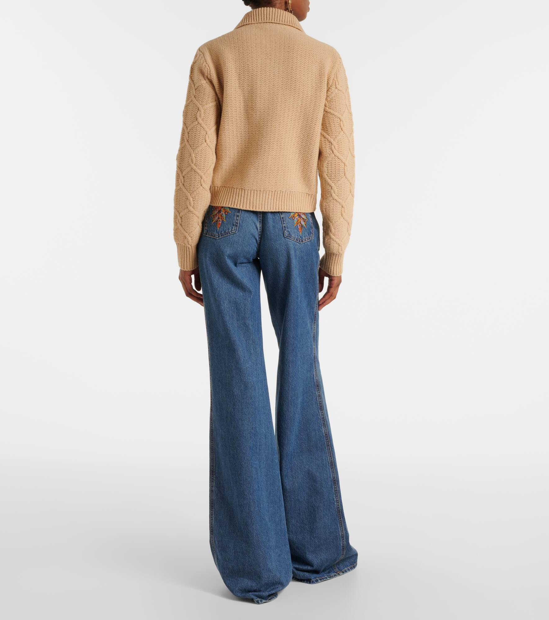 Embroidered wool and cashmere cardigan - 3
