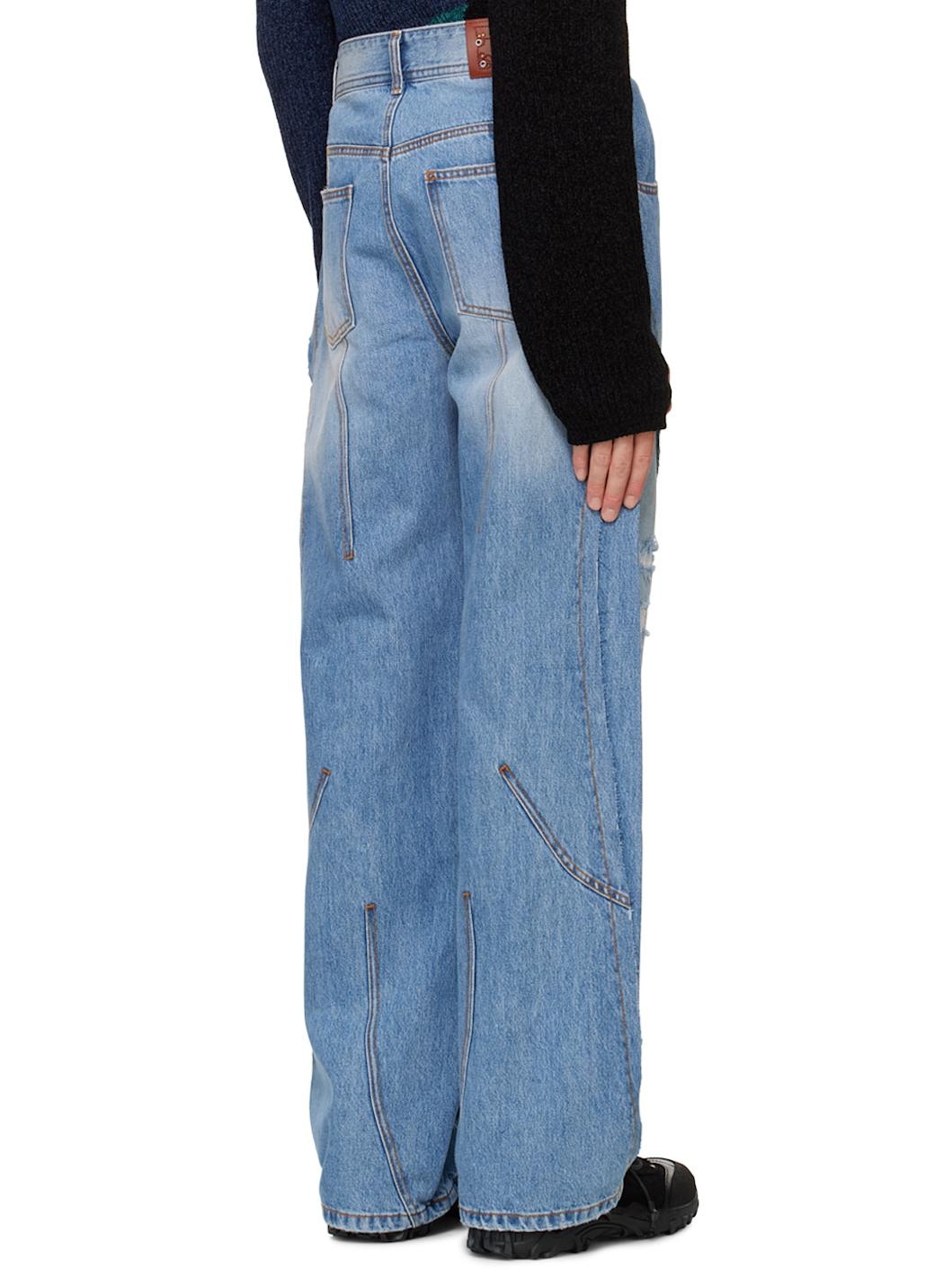 Blue Panel Carpenter Wide-Leg Jeans - 3