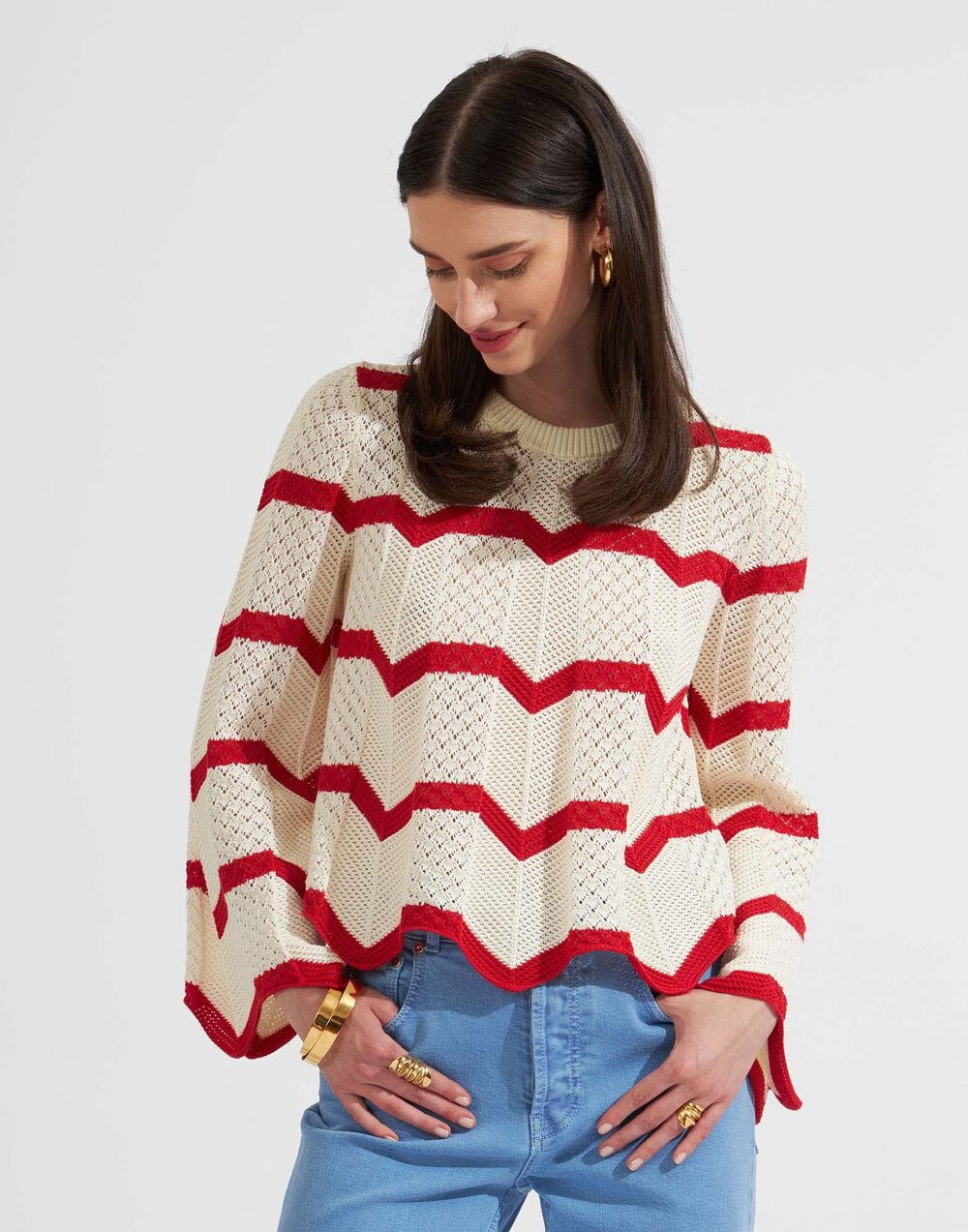 Chevron Crop Sweater - 2