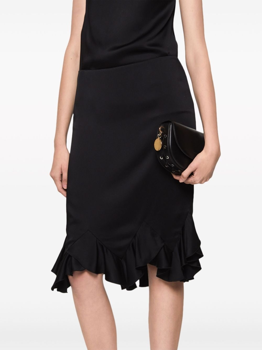 ruffled satin midi skirt - 5