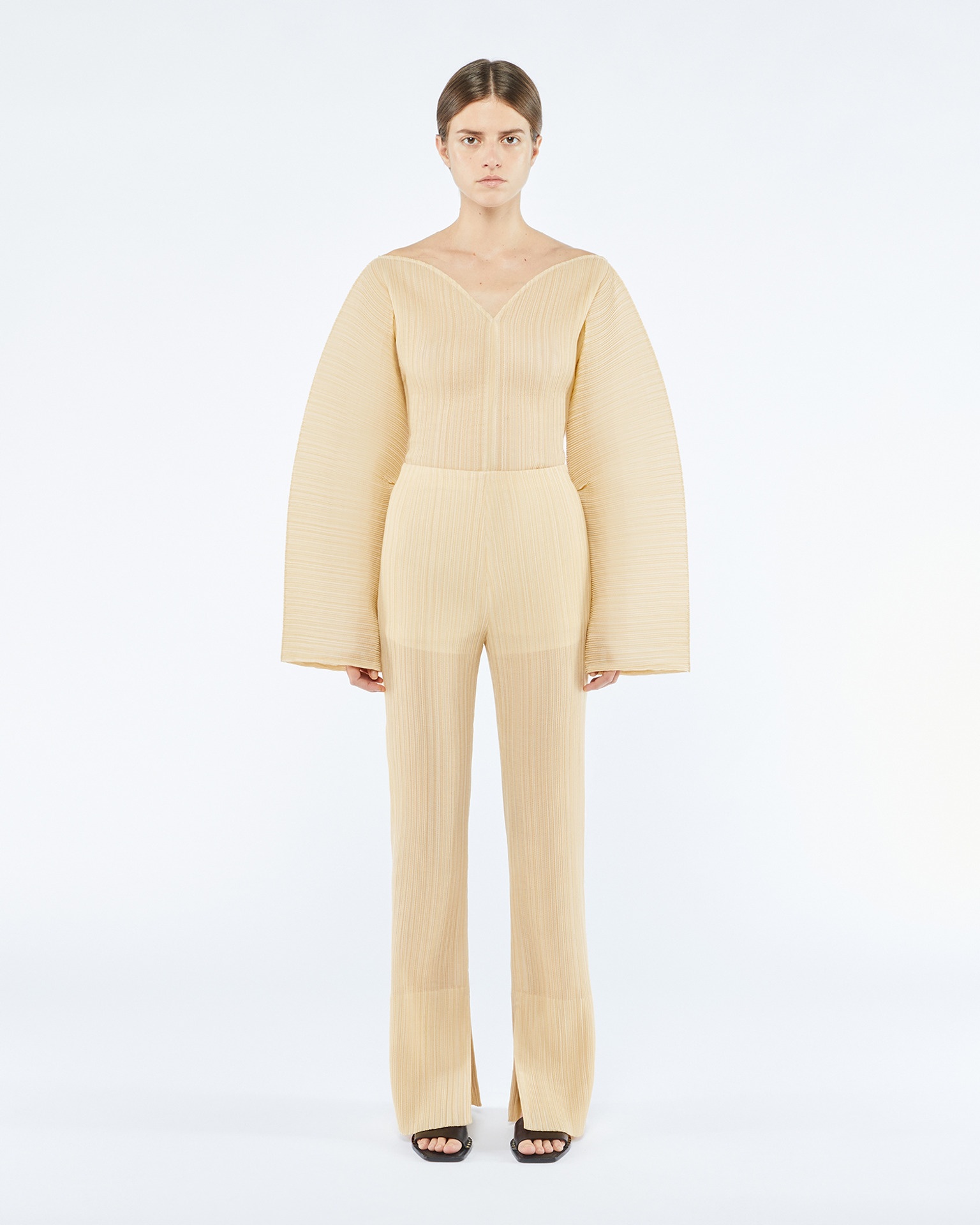 BERRA - Stretch pleat trousers - Creme - 3