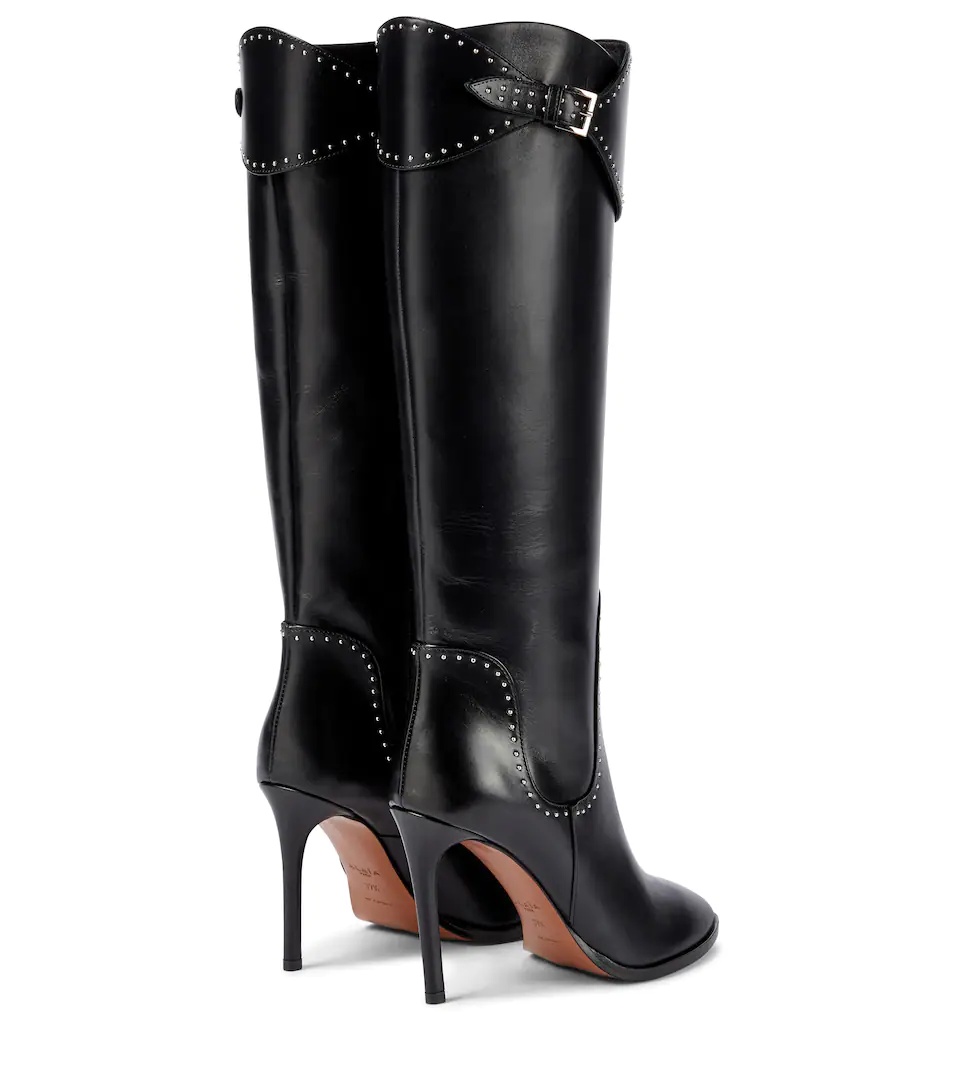 Studded leather knee-high boots - 3