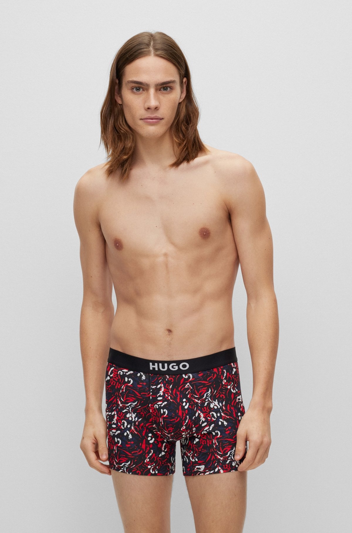 TWO-PACK OF STRETCH-COTTON BOXER BRIEFS WITH LOGOS - 2